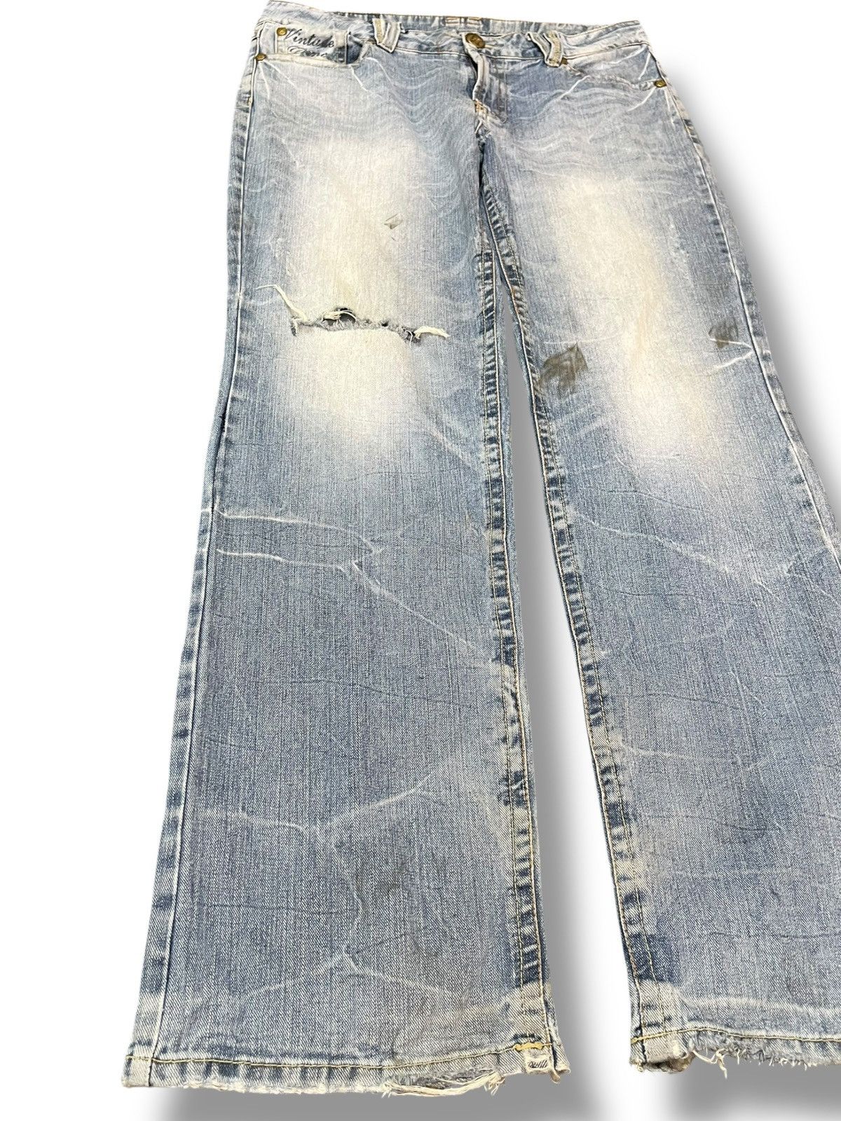 Beauty Beast Vintage Japanese Brand Distressed Embroidery Denim Size US 35 - 3 Thumbnail
