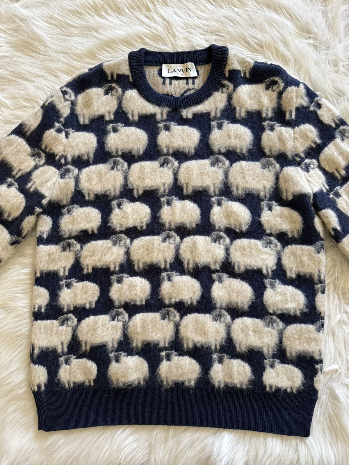 Lanvin Lanvin Sheep Sweater Pullover Knit Wool Alpaca Cashmere Blue Size US M / EU 48-50 / 2 - 2 Thumbnail