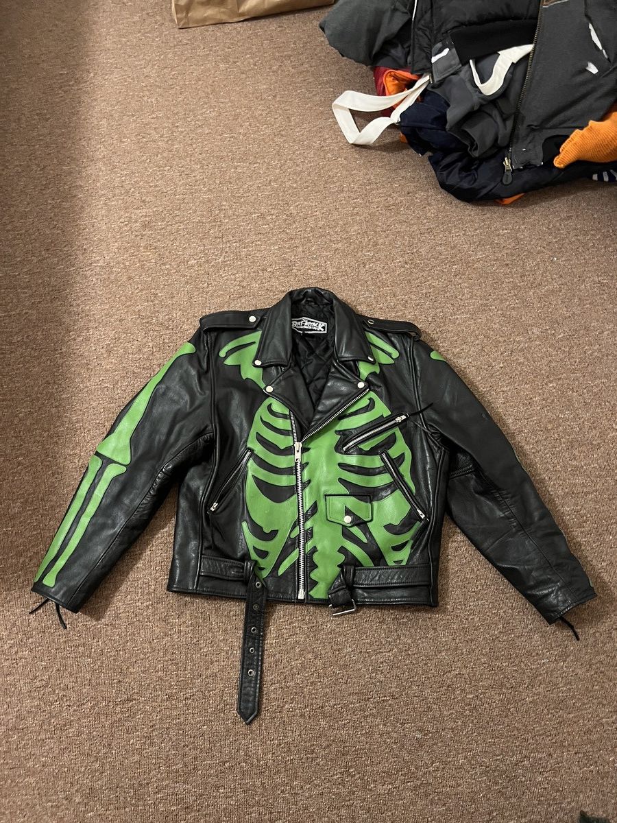DC Comics × Vintage Biker Leather Skeleton Jacket Size US L / EU 52-54 / 3 - 3 Thumbnail