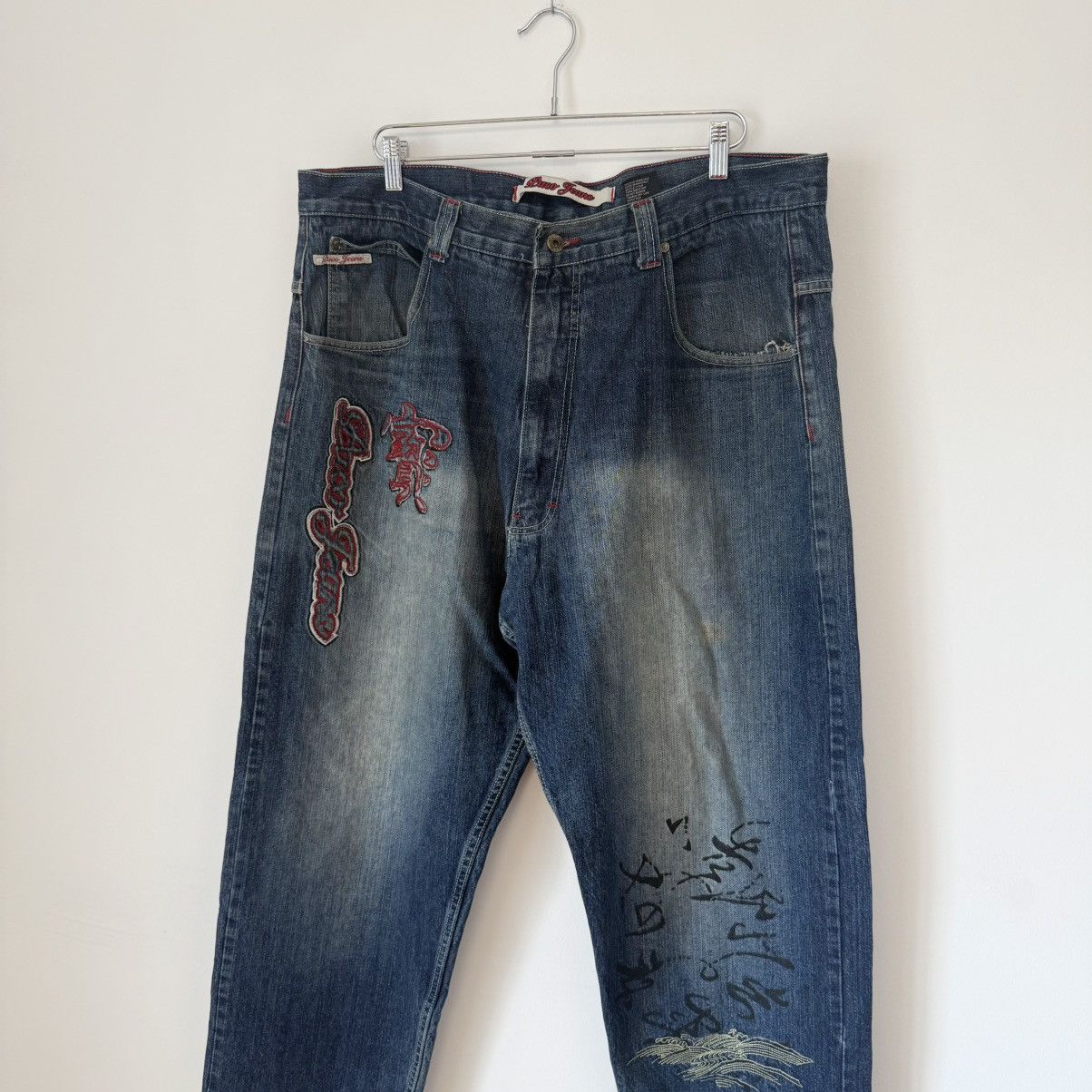 Vintage Vtg 2000s Paco Jeans Japanese Embroidered Faded Baggy Denim Size US 41 - 7 Thumbnail