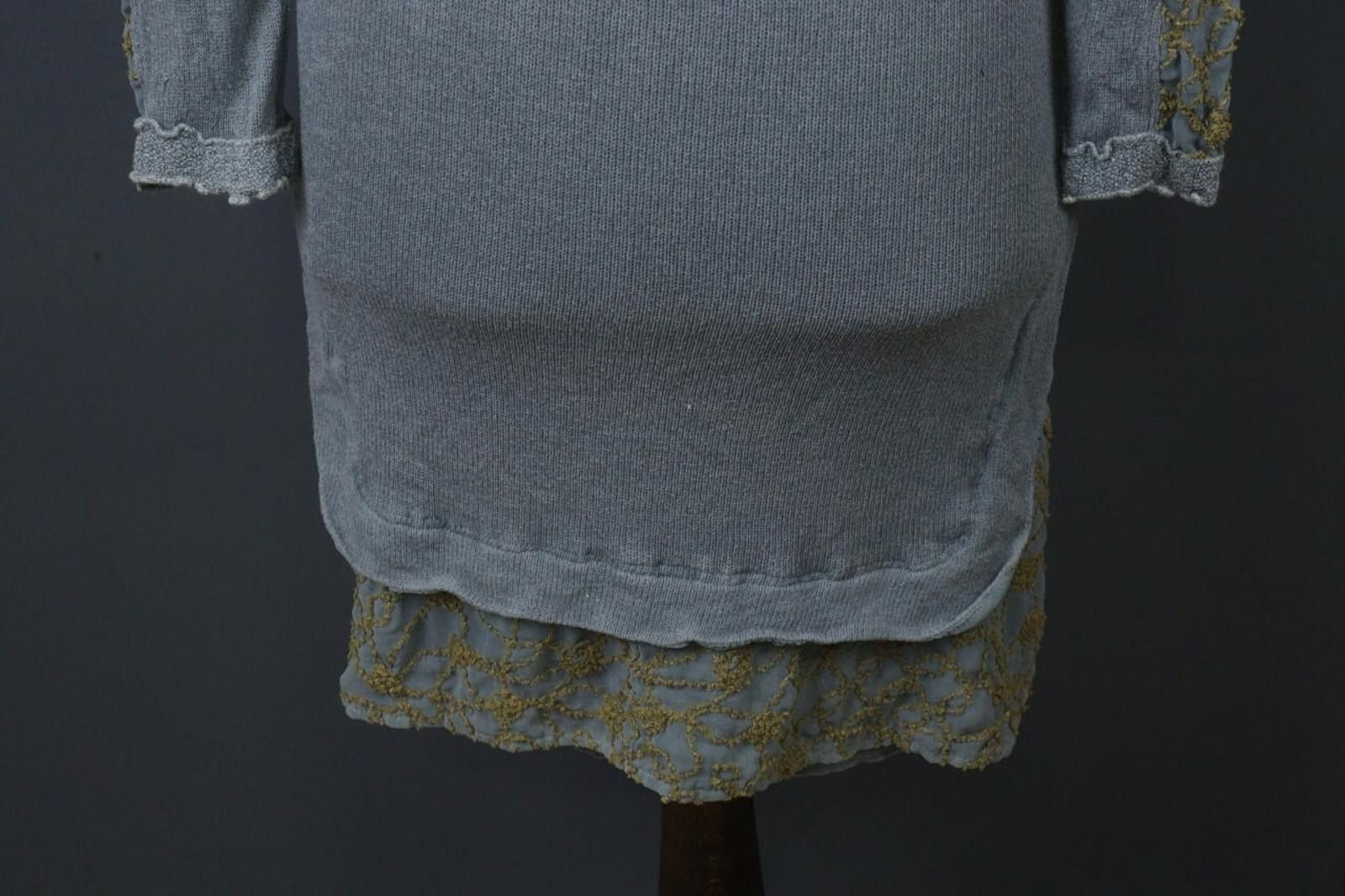 Designer Elisa Cavaletti Blue Knit Round Neck Shift Dress Size S Size S / US 4 / IT 40 - 12 Thumbnail