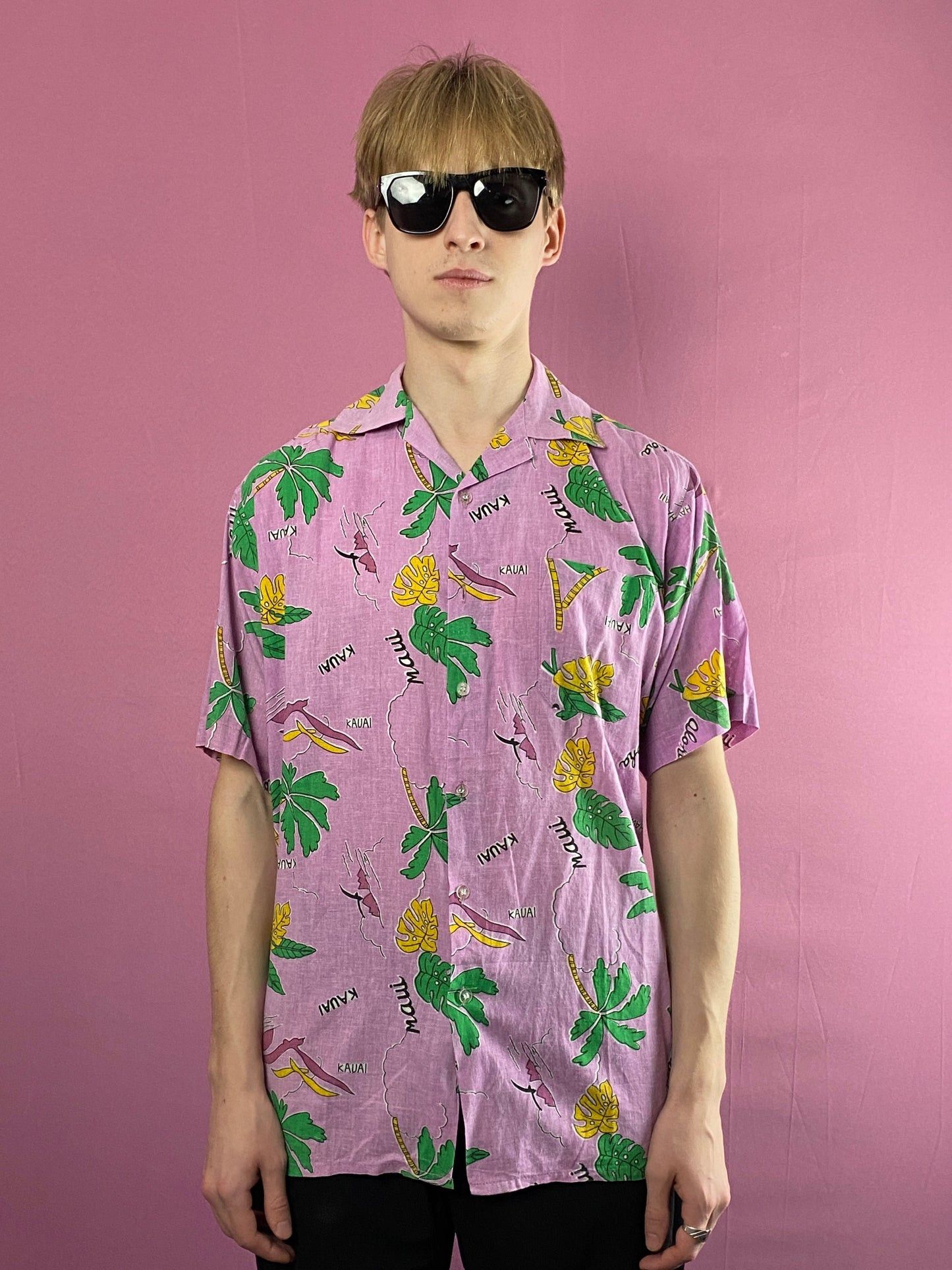 Vintage 80s Sun Light Vintage Men's Palms Print Hawaiian Shirt - S Size US S / EU 44-46 / 1 - 1 Thumbnail