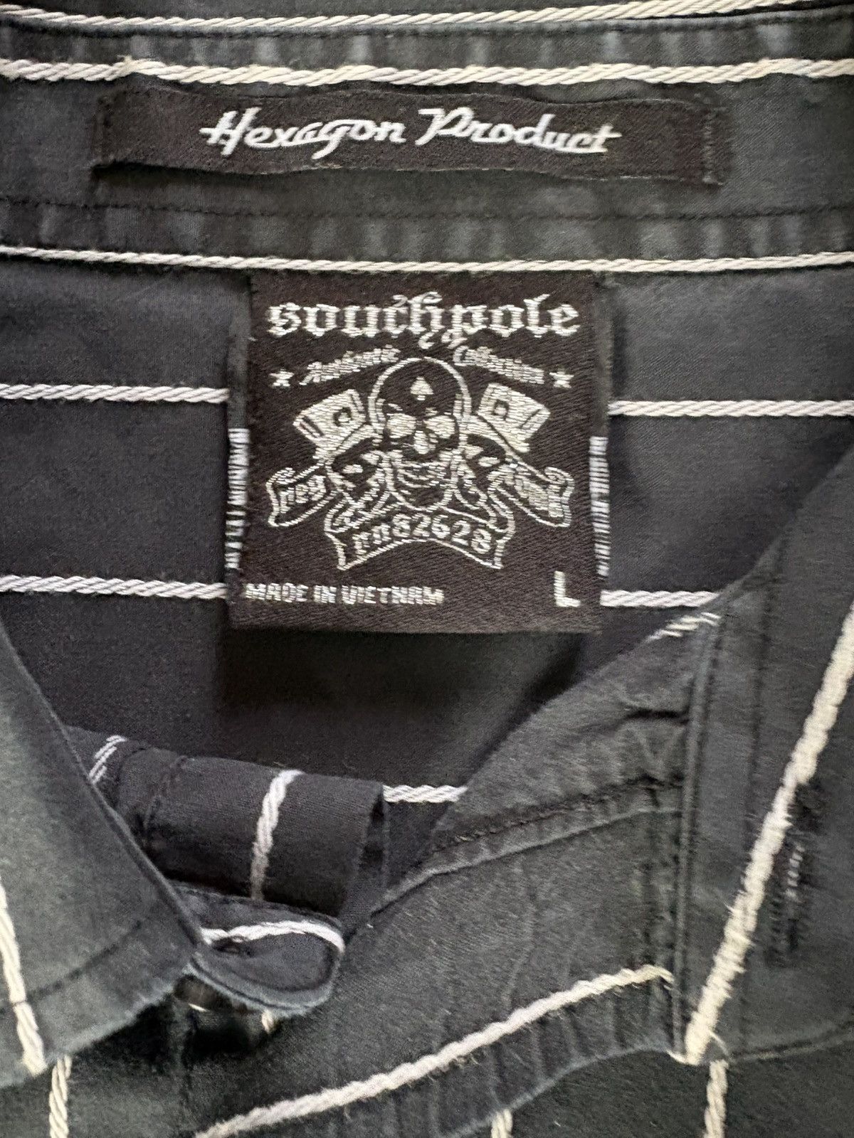 Japanese Brand × Southpole × Vintage Vintage South Pole Black and white striped button-up Size US L / EU 52-54 / 3 - 4 Thumbnail