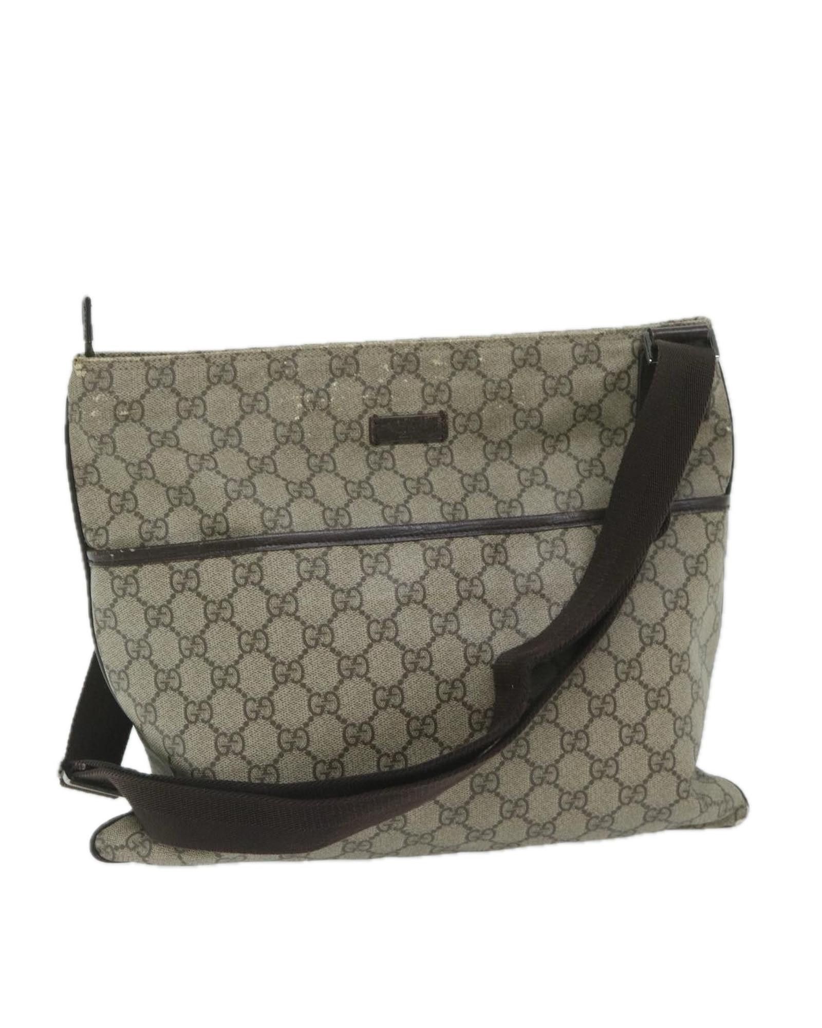 image of Gucci Beige GG Supreme Shoulder Bag With Pvc Leather And GG Canvas Material, Women's