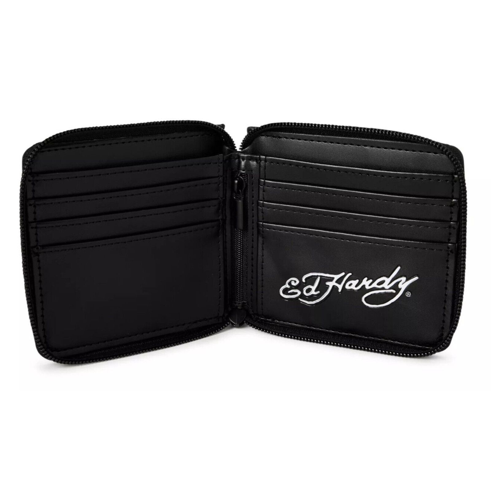 Ed Hardy Ed Hardy Men's Tiger Print Zip Bifold Black Wallet Size ONE SIZE - 3 Thumbnail