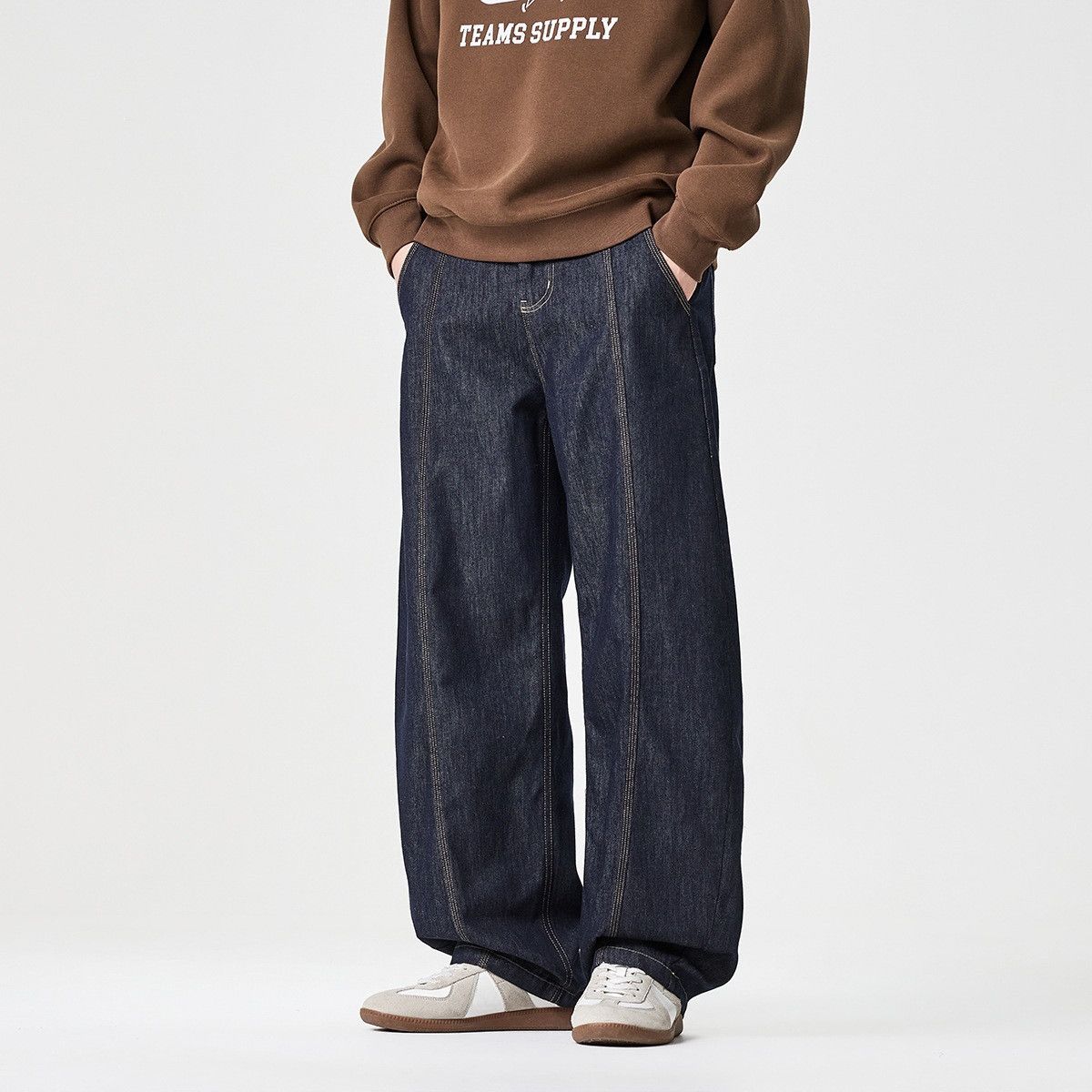 Jean Retro washed men's trendy loose curved trousers casual Size US 32 / EU 48 - 4 Thumbnail