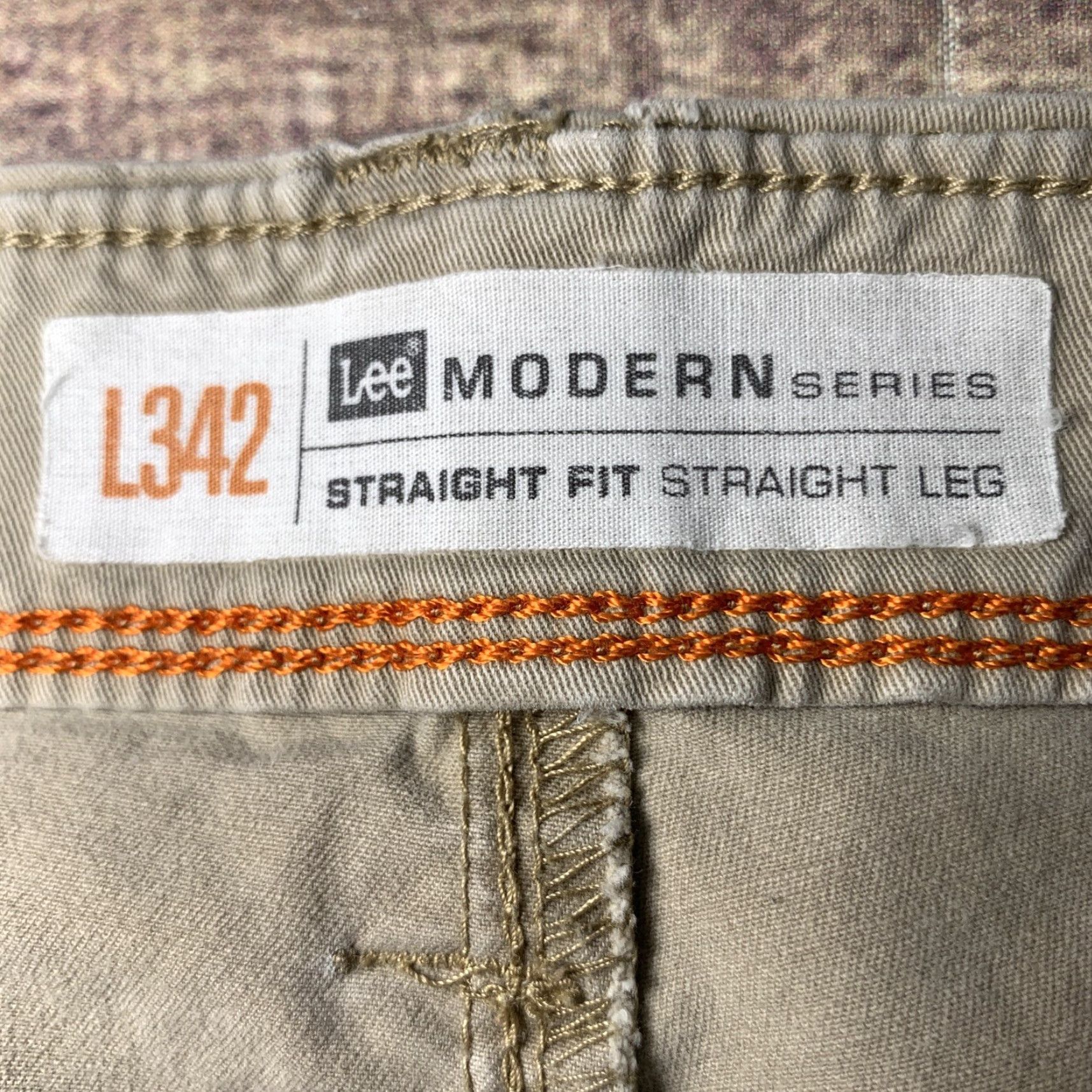 Lee LEE Modern Series L342 Jeans Straight Men Beige 39 x 29 1/2 Regular 5 Pocket Denim Belt Loops Zip Straight Fit Jeans Mens Beige LEE Modern Series L342 Size US 39 - 2 Thumbnail