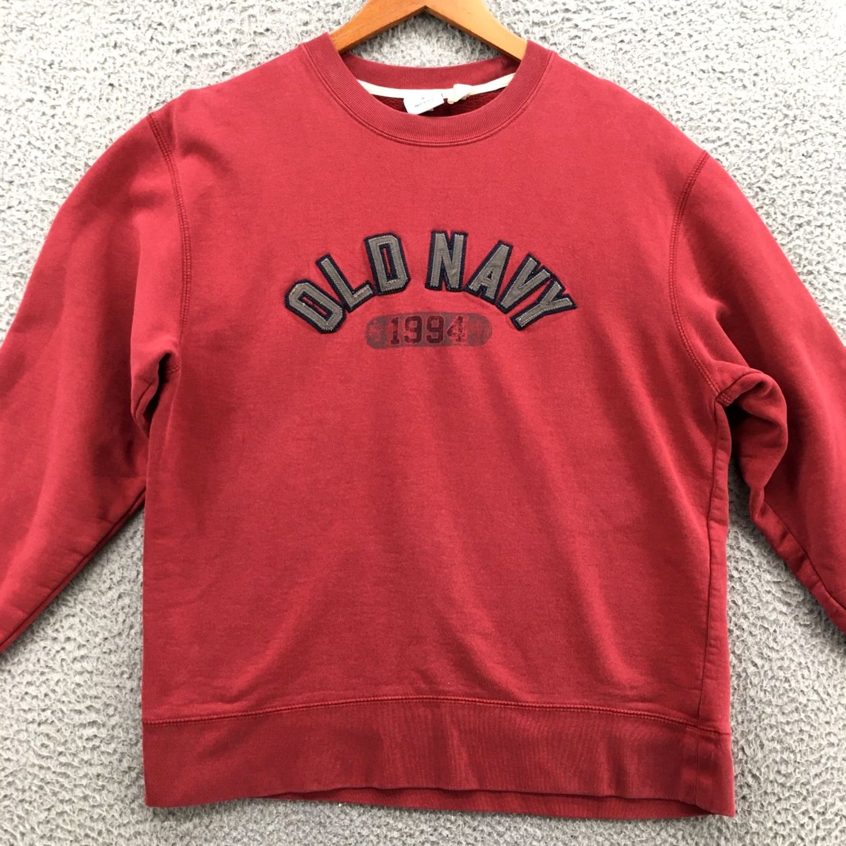 Old Navy Old Navy Pullover Sweatshirt Mens Small Red Fleece Lined Cotton Blend Crew Neck Size S / US 4 / IT 40 - 2 Thumbnail