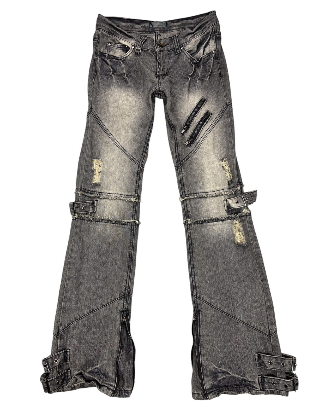 14th Addiction Black Baccara Flared Bondage Pants. S0258 Size US 29 - 1 Thumbnail