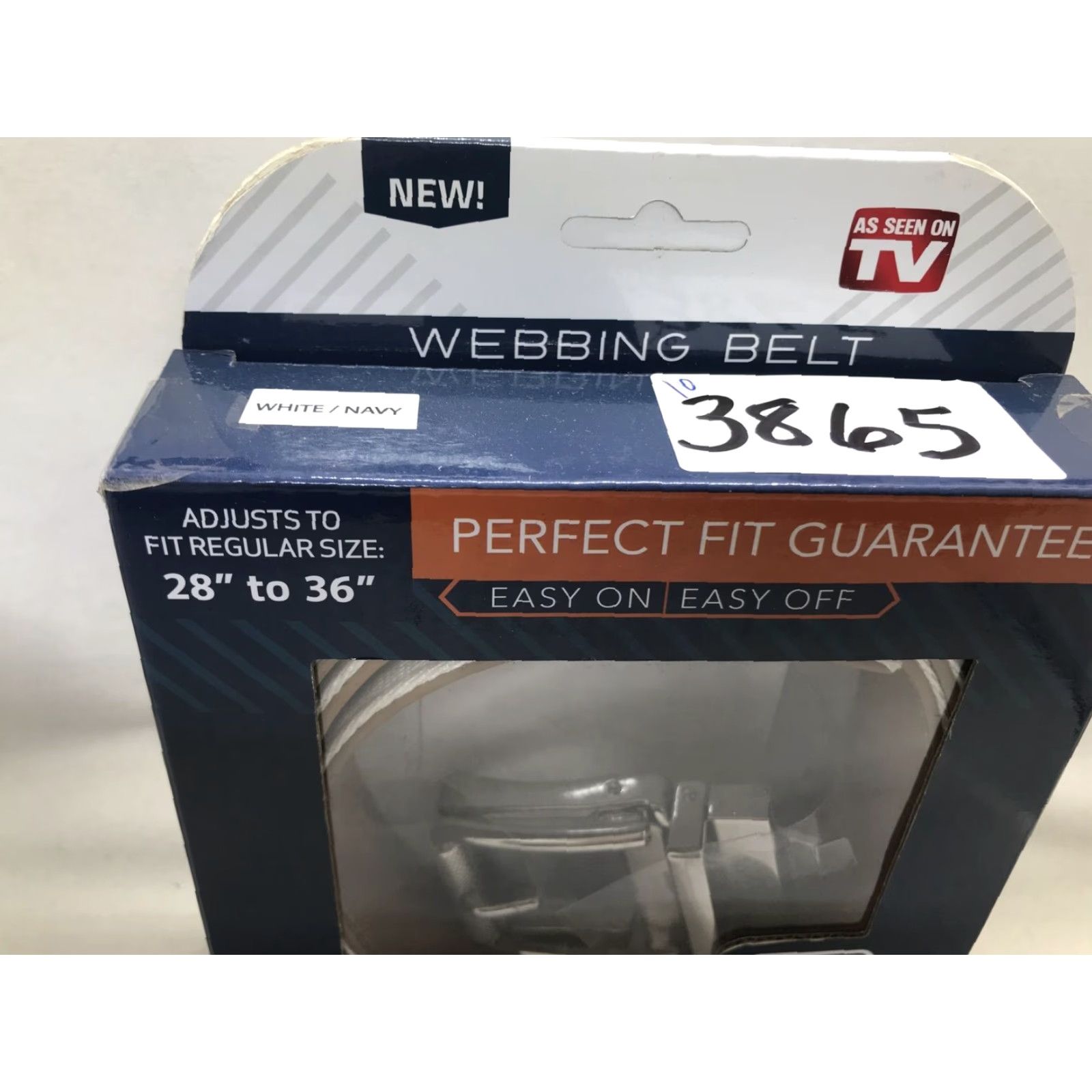Vintage Perfect Fit Adjustable Webbing Belt for Men, Size 28-36, White/Navy, Dress/Military Style Size 36 - 2 Thumbnail