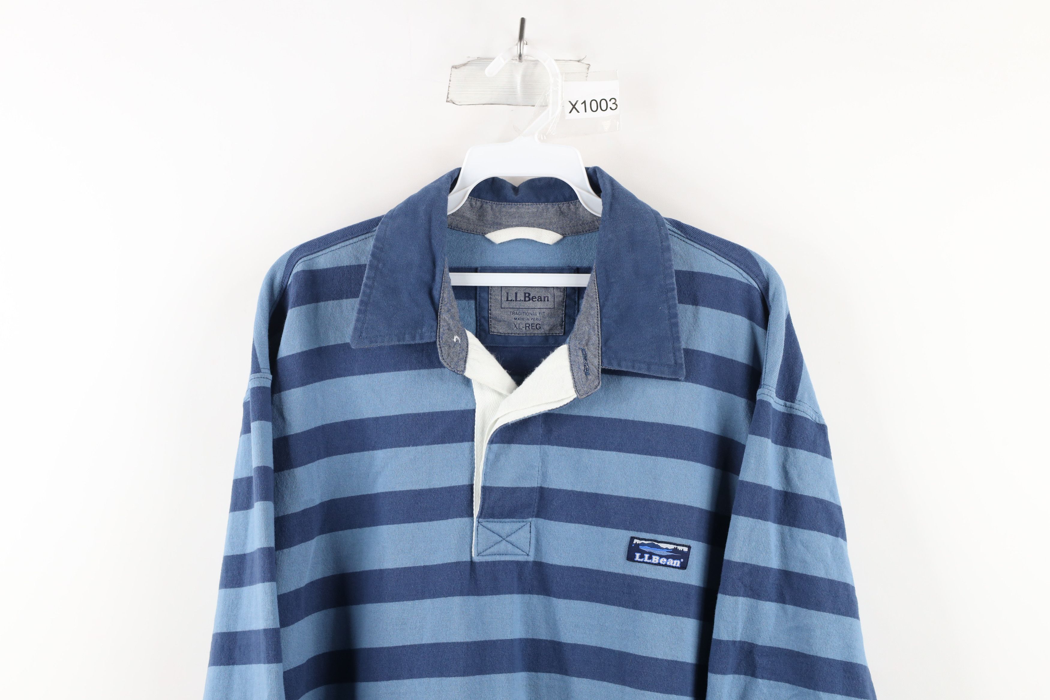 L.L. Bean × Vintage Vintage LL Bean Out Striped Long Sleeve Rugby Polo Shirt Size US XL / EU 56 / 4 - 2 Thumbnail