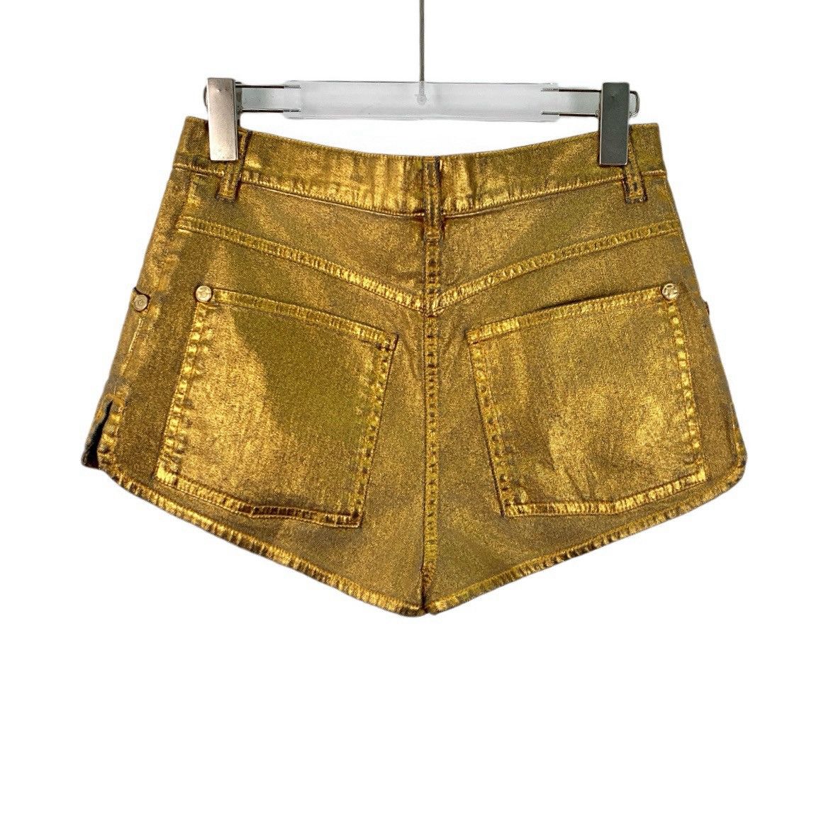 Chanel Chanel Gold Vintage Cotton Denim Casual Shorts K26WX Size 25" / US 0 / IT 36 - 2 Thumbnail