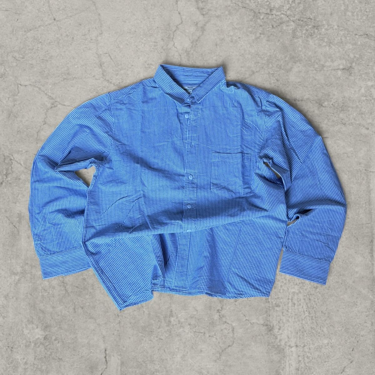 Japanese Brand Cool tailored 100% cotton striped blue/white shirt. Size L Size US L / EU 52-54 / 3 - 1 Thumbnail