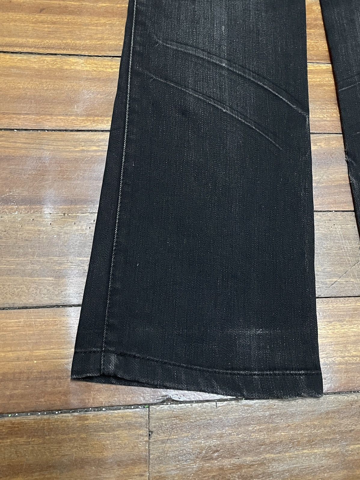14th Addiction Rare Design Vintage Japanese Brand Flared Waxed Jeans 2000s Size US 30 / EU 46 - 7 Thumbnail