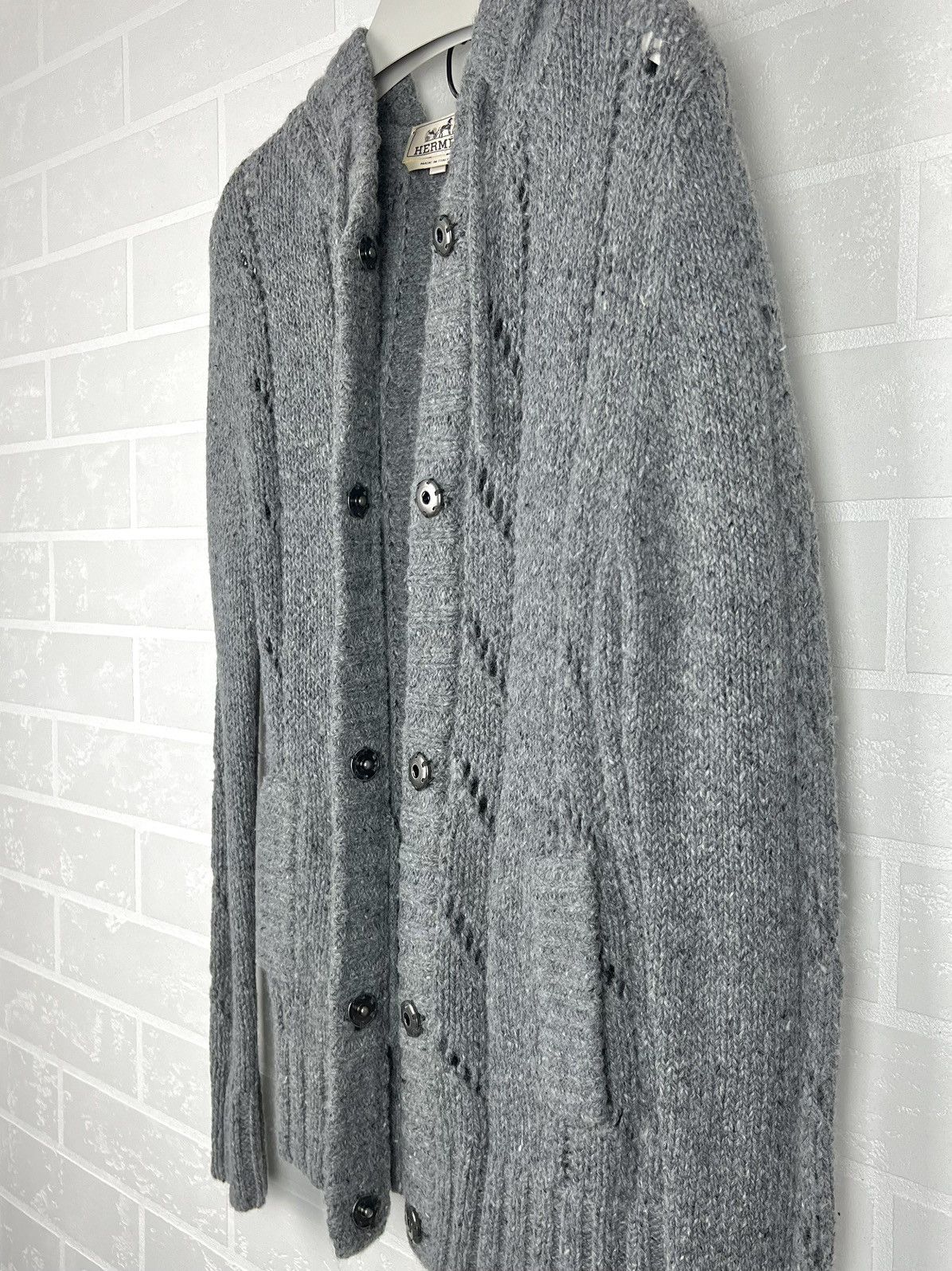 Hermes HERMES Sweater Hooded Wool Knit Mesh Pockets Gray Women's Size M / US 6-8 / IT 42-44 - 7 Thumbnail