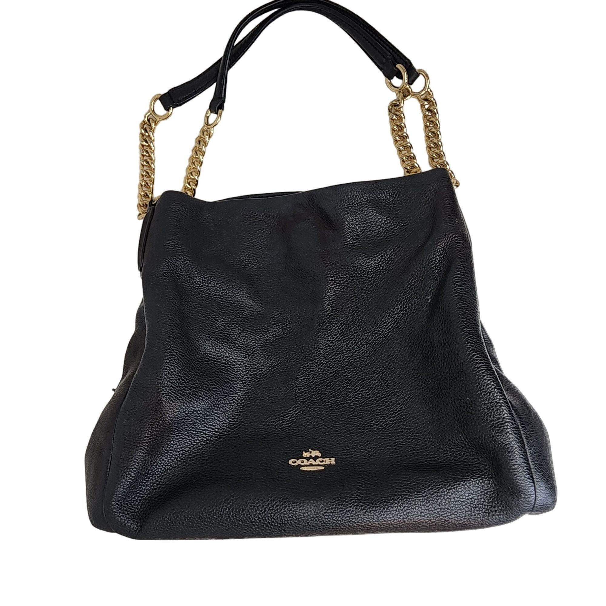 image of Coach Phoebe F37202 Shoulder Bag Black Pebble Leather, Women's