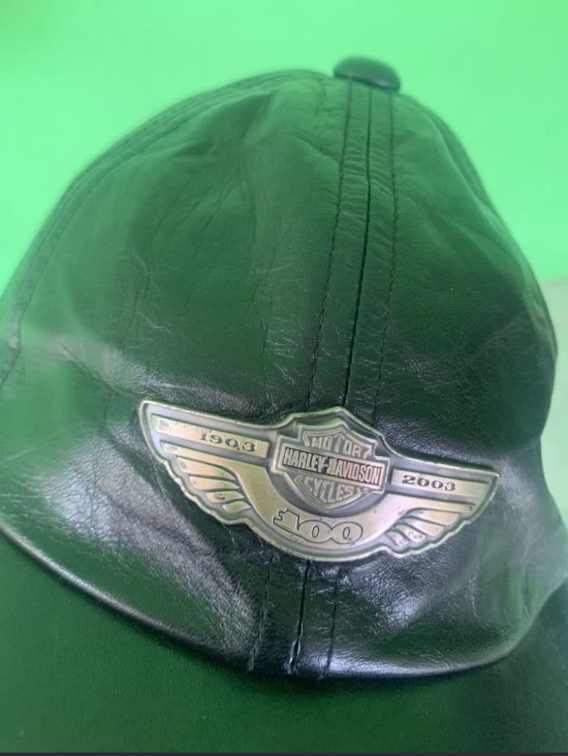 Vintage Harley Davidson 100th Anniversary Leather Cap Size ONE SIZE - 2 Thumbnail