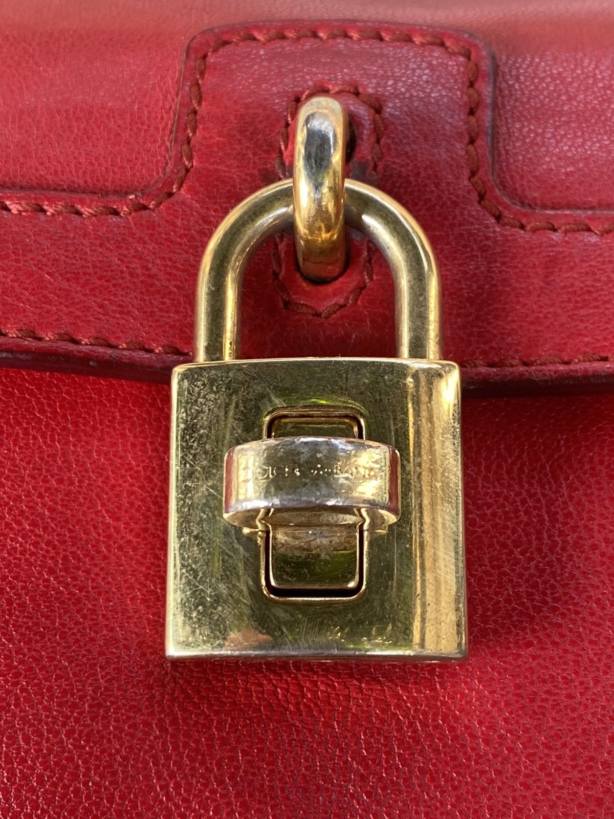 Dolce & Gabbana Dolce And Gabbana D&G Red Leather Padlock Top Handle Bag Size ONE SIZE - 14 Thumbnail