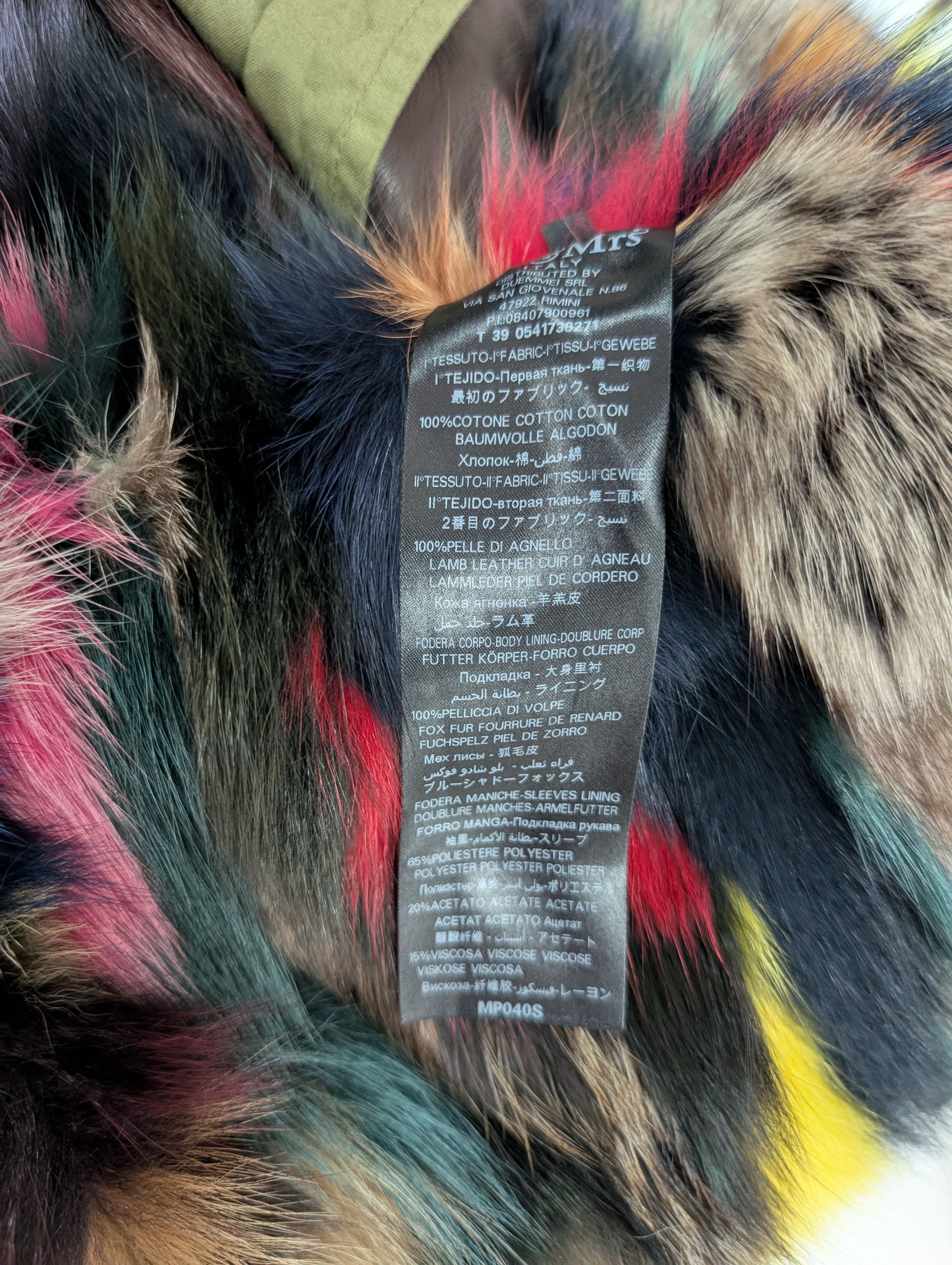 MR & MRS ITALY Green Hooded Parka With Multi-Color Full Fur Lining Size XS / US 0-2 / IT 36-38 - 8 Thumbnail
