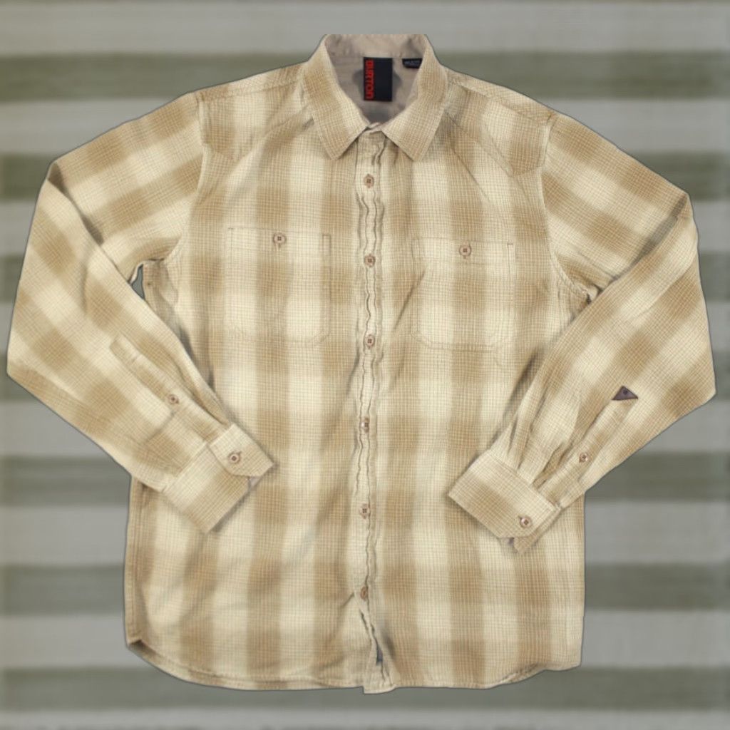 Burton Burton Shirt Men's Medium Flannel Button Down 100% Cotton Plaid Beige Size US M / EU 48-50 / 2 - 1 Thumbnail