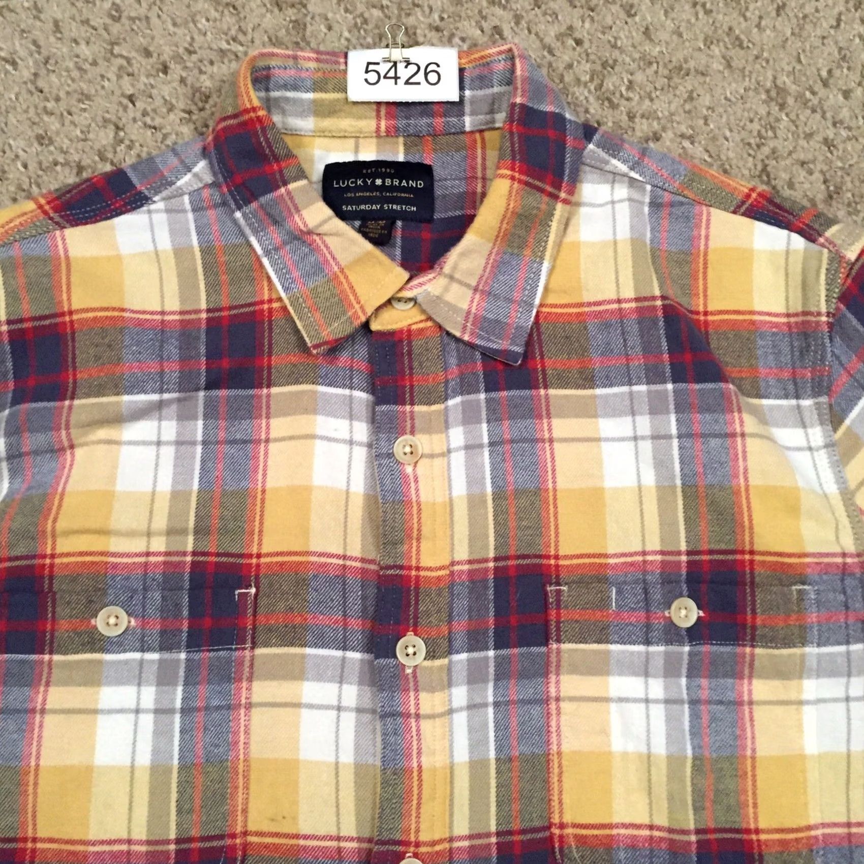Lucky Brand Lucky Brand Shirt Mens Medium Multicolor Plaid Long Sleeve Button Up Pockets Size US M / EU 48-50 / 2 - 3 Thumbnail