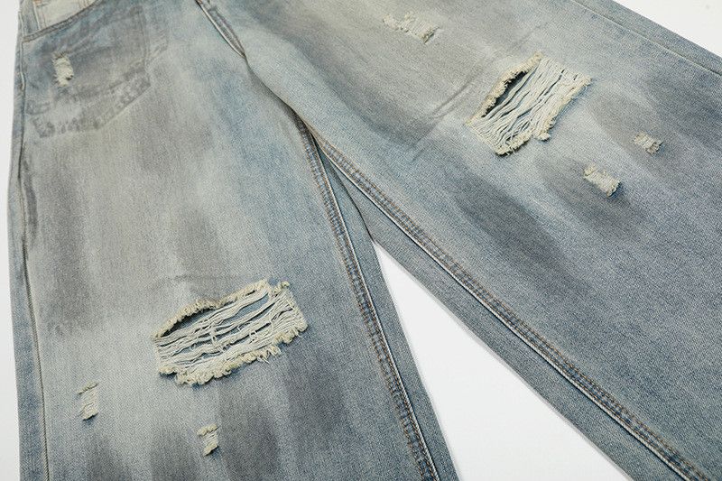 Vintage Retro ripped knee straight leg jeans for men Size US 34 / EU 50 - 4 Thumbnail