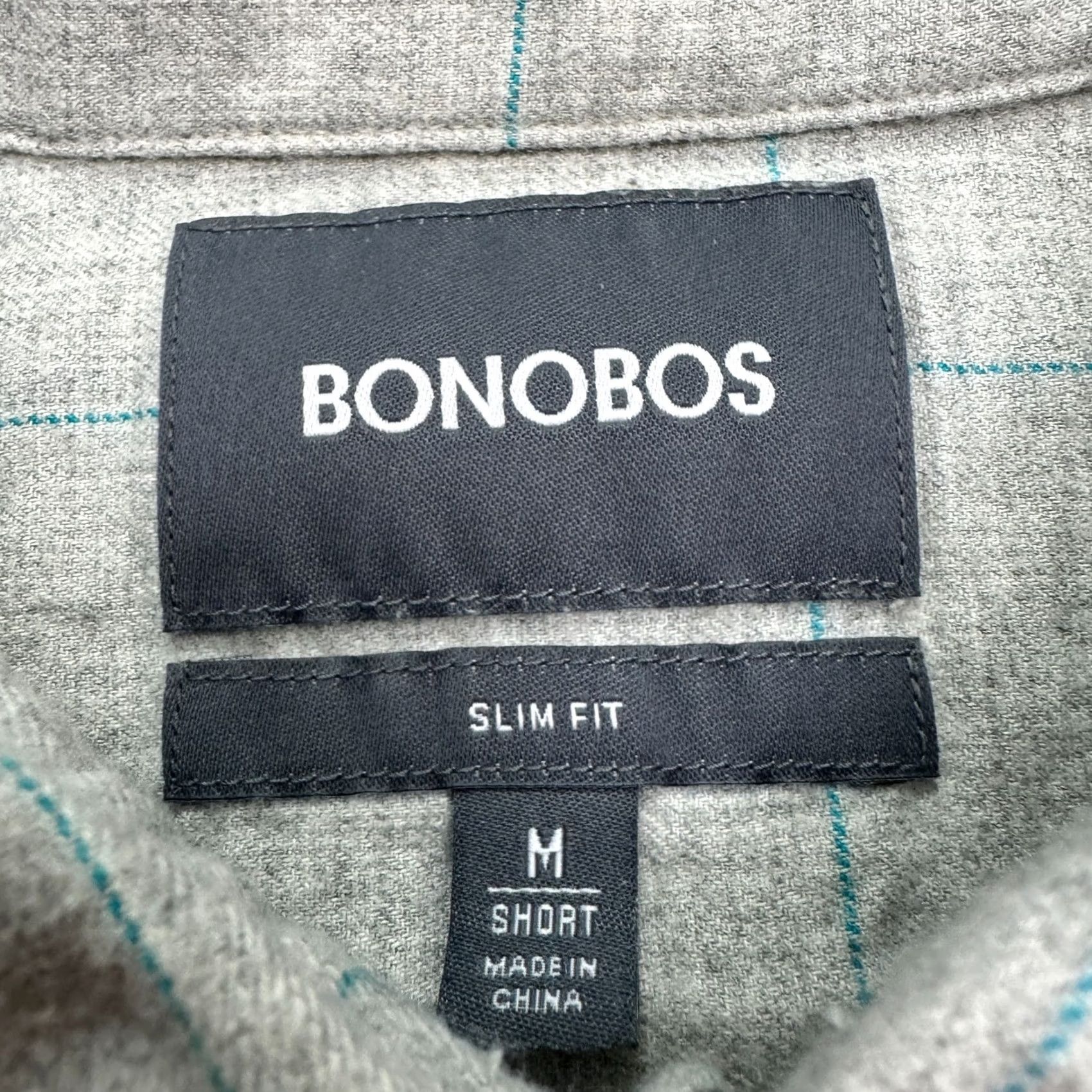 Bonobos Bonobos Slim Fit Cotton Windowpane Button Down shirt Mens Medium Gray Blue Check Size US M / EU 48-50 / 2 - 6 Thumbnail