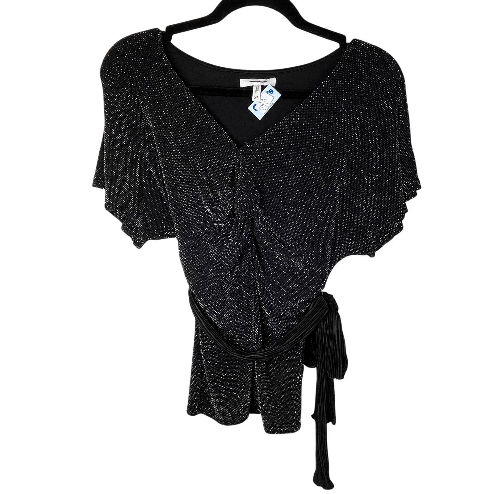 Other Maurices Shimmer Twist Front Blouse Glitter Holiday Belt Top Size M / US 6-8 / IT 42-44 - 3 Thumbnail