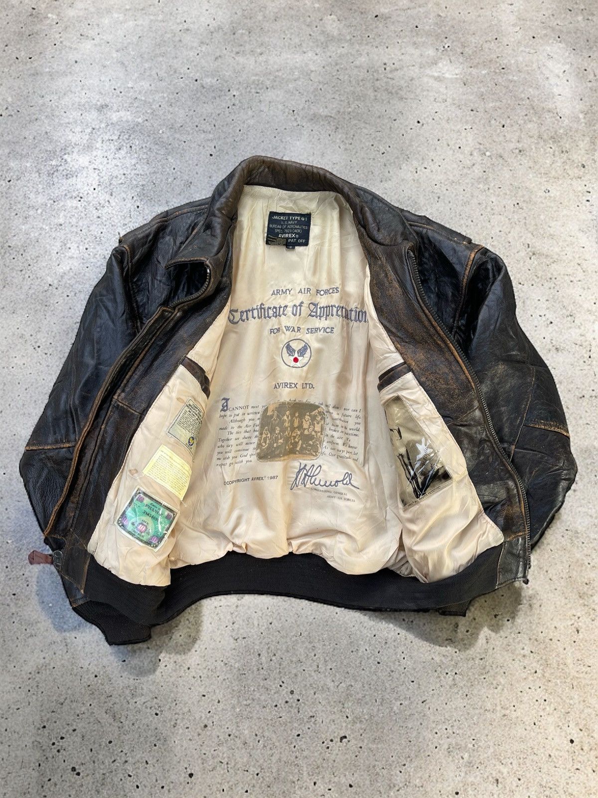 Avirex 🔥VINTAGE 80s AVIREX U.S.NAVY GENUINE LEATHER FLIGHT JACKET Size US S / EU 44-46 / 1 - 5 Thumbnail