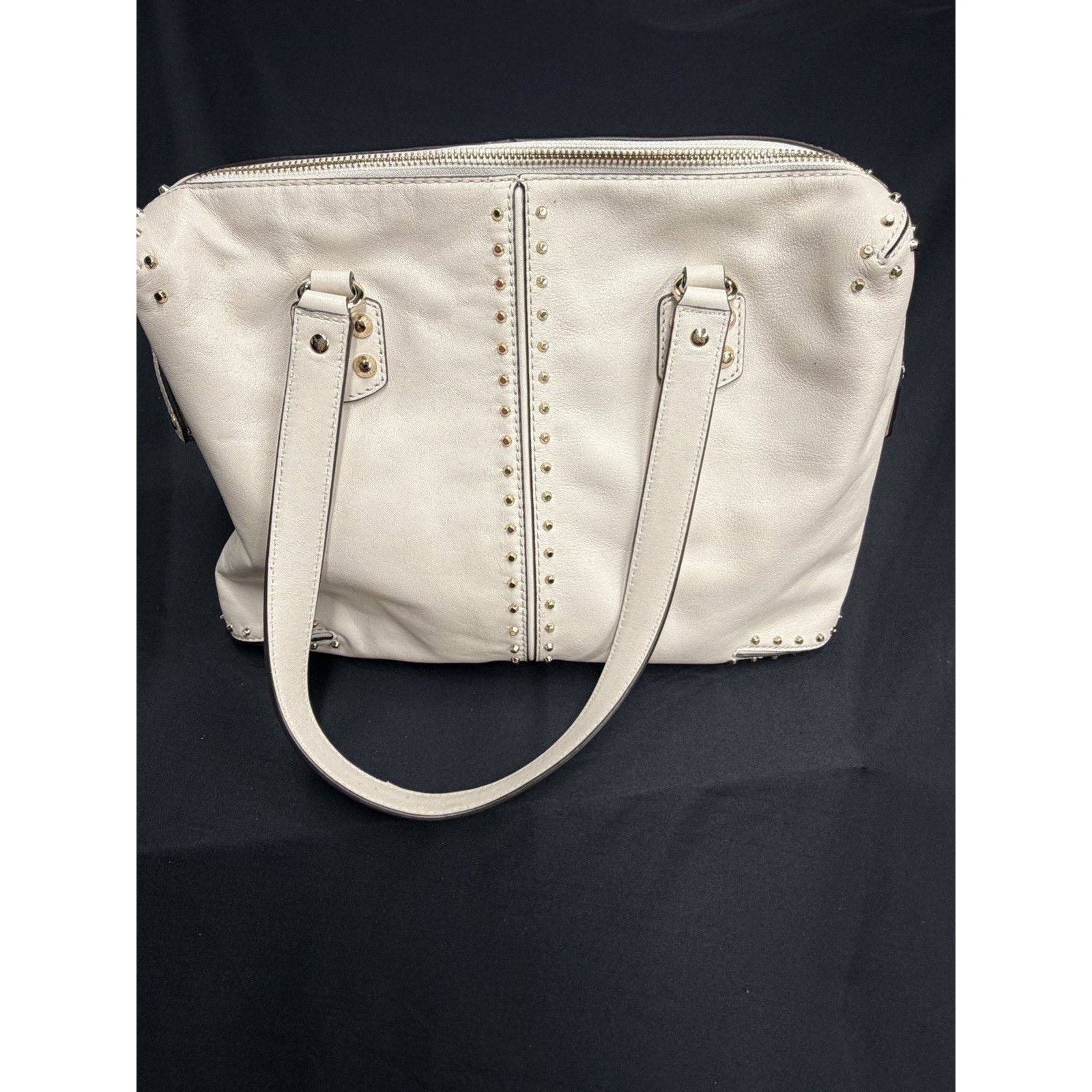 Michael Kors Michael Kors Astor Large Studded White Leather Shoulder Bag Size ONE SIZE - 4 Thumbnail