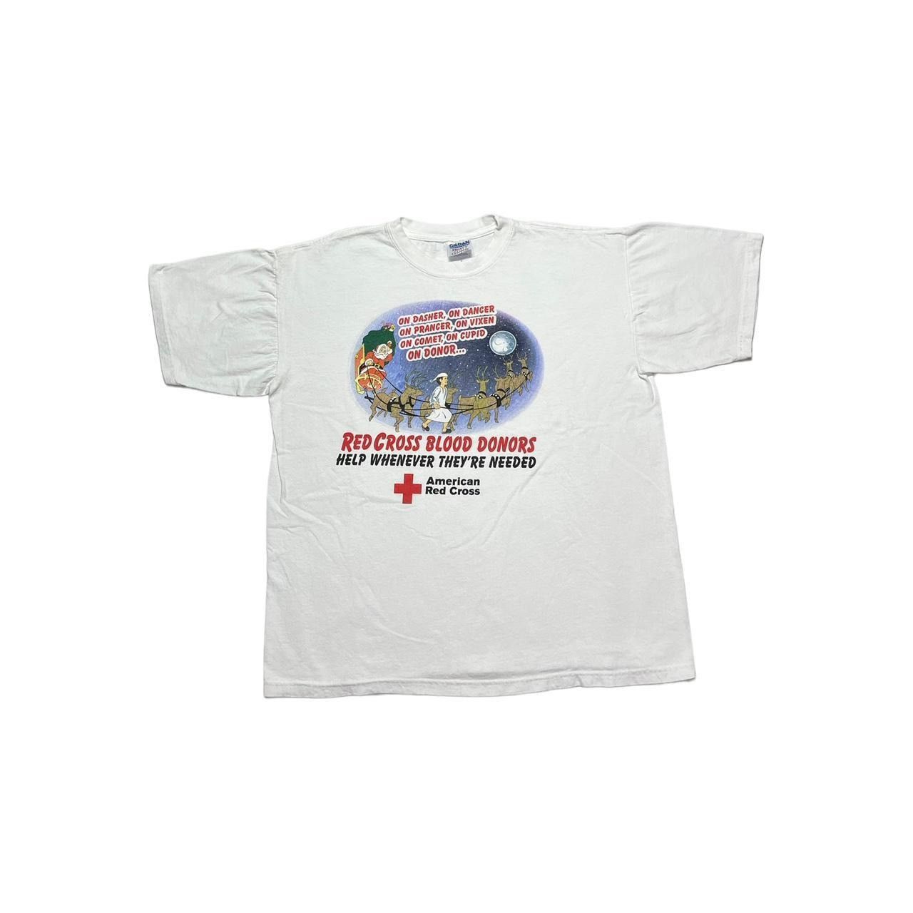 Gildan × Vintage Y2K Christmas Reindeer Blood Drive T-Shirt Size US XL / EU 56 / 4 - 1 Thumbnail