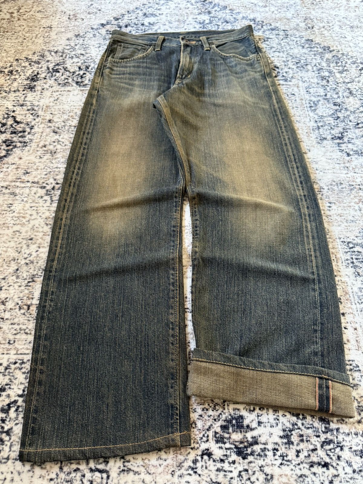 Edwin 505 Mud Wash Patina Fade Selvedge Loose Jeans