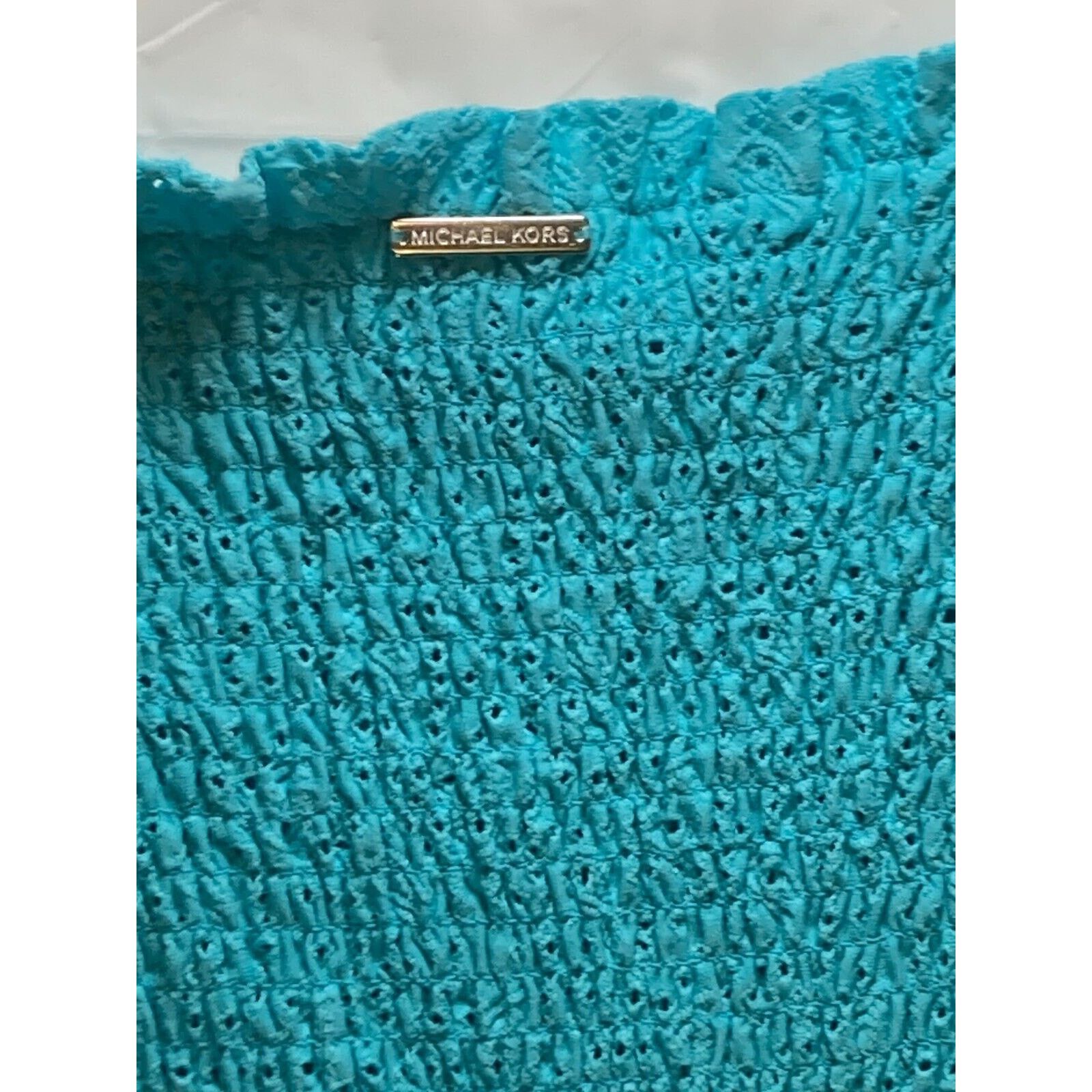 Michael Kors MICHAEL KORS Womens Aqua Peasant Dress Pouf Sleeve Dress S Size S / US 4 / IT 40 - 8 Thumbnail
