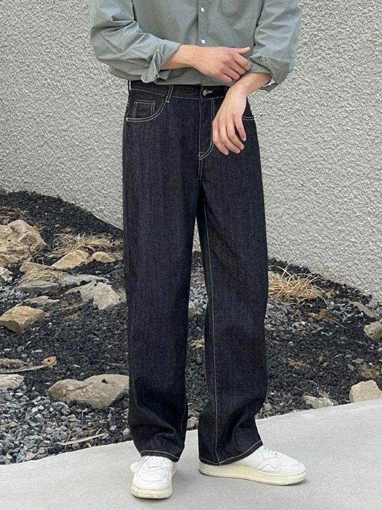 Japanese Brand Retro loose casual washed straight leg jeans Size US 32 / EU 48 - 5 Thumbnail