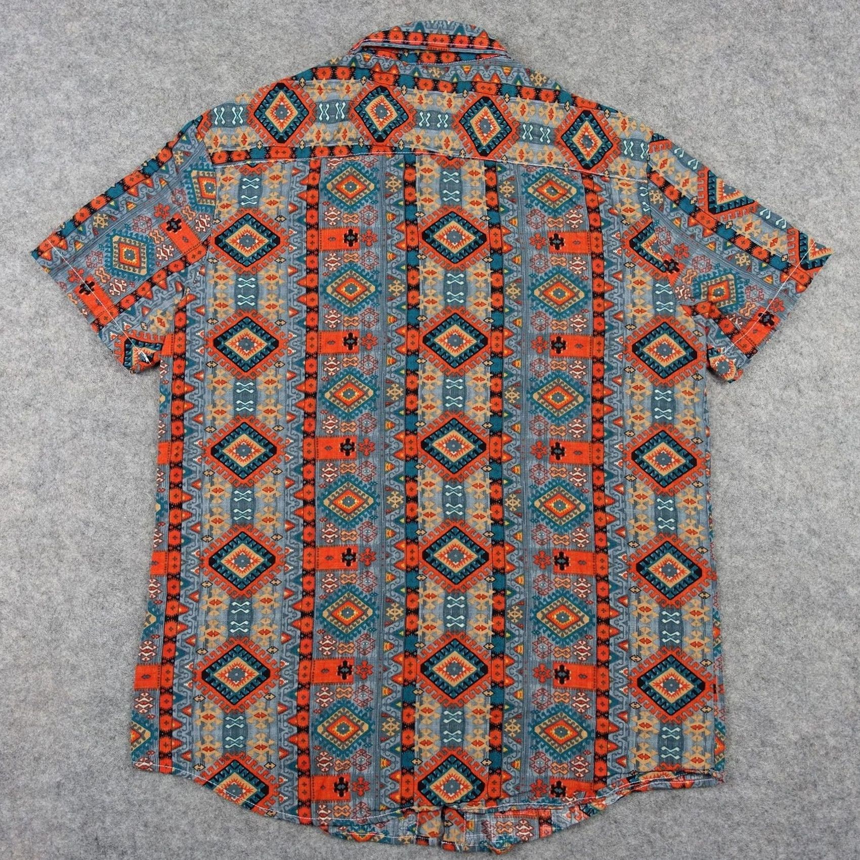 Vintage Vatpave Shirt Mens Small Blue Aztec Southwestern Tribal Geometric Button Up VTG Size US S / EU 44-46 / 1 - 3 Thumbnail
