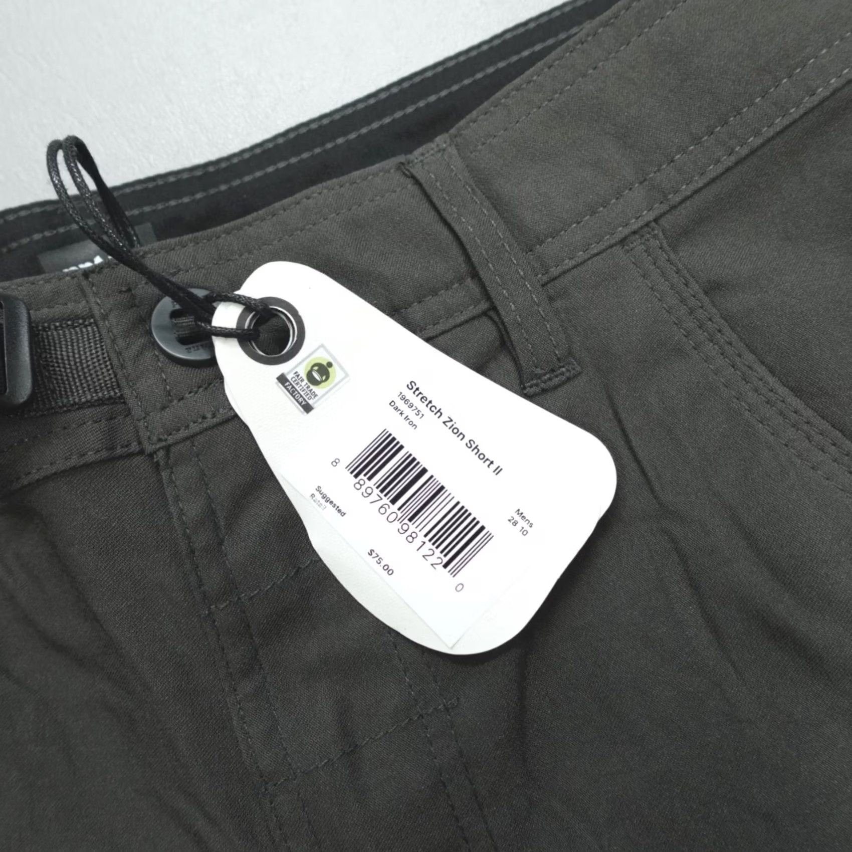 Prana prAna Zion Shorts II Men's 28 10" Inseam Cargo Dark Iron Belted Gray Nylon Spandex Regular Mid Rise Flat Front Pocket Cargo Size US 28 / EU 44 - 2 Thumbnail