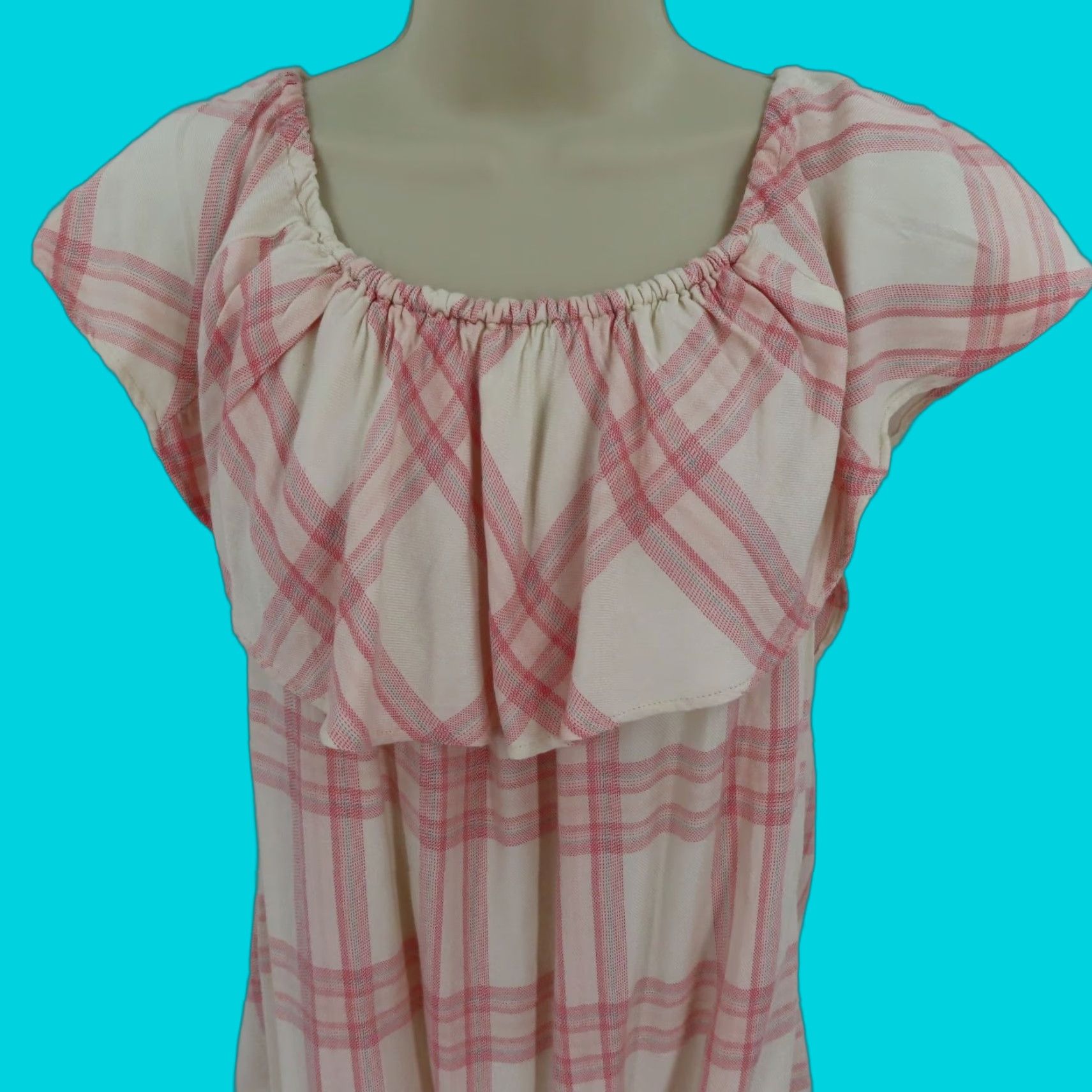 Sanctuary Sanctuary Shirt Women Small Pink Cream Ruffle Sleeveless Plaid Check Tartan Blouse Size S / US 4 / IT 40 - 1 Thumbnail