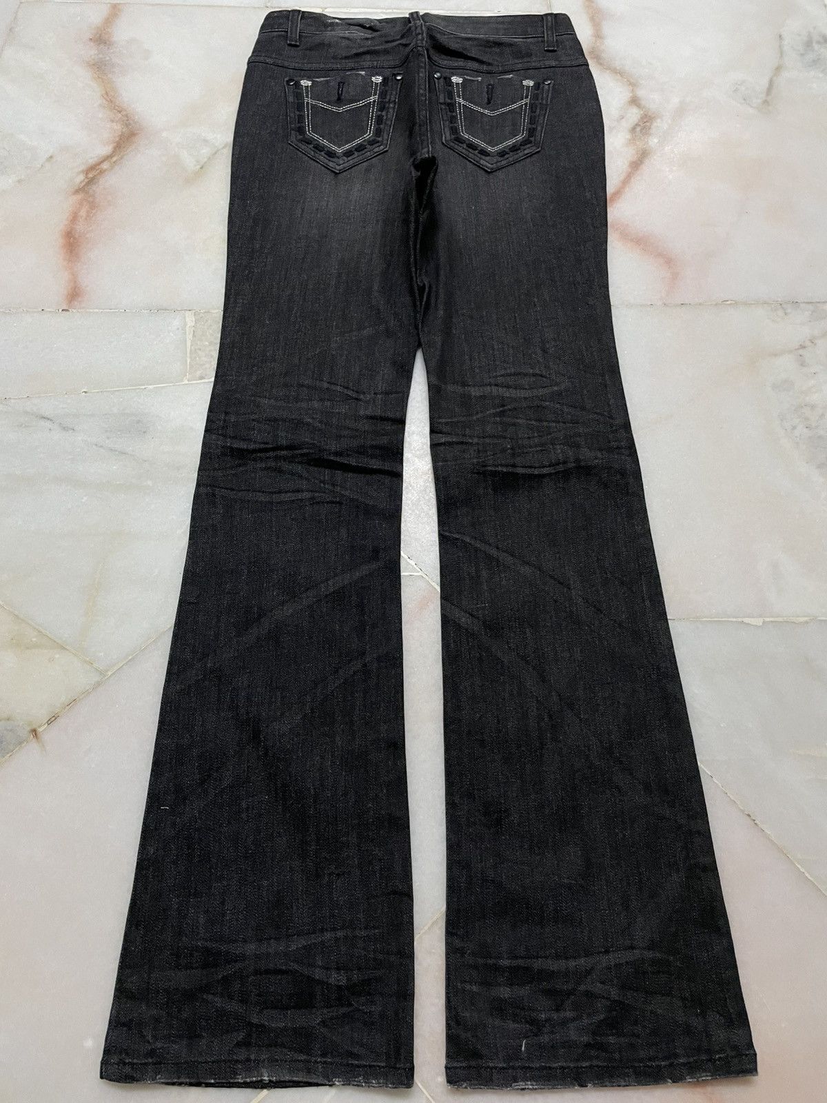 Vintage 💥Flared💥Japanese Mudwash Bell Bottom Classic Bootcut Black Size 26" / US 2 / IT 38 - 9 Thumbnail