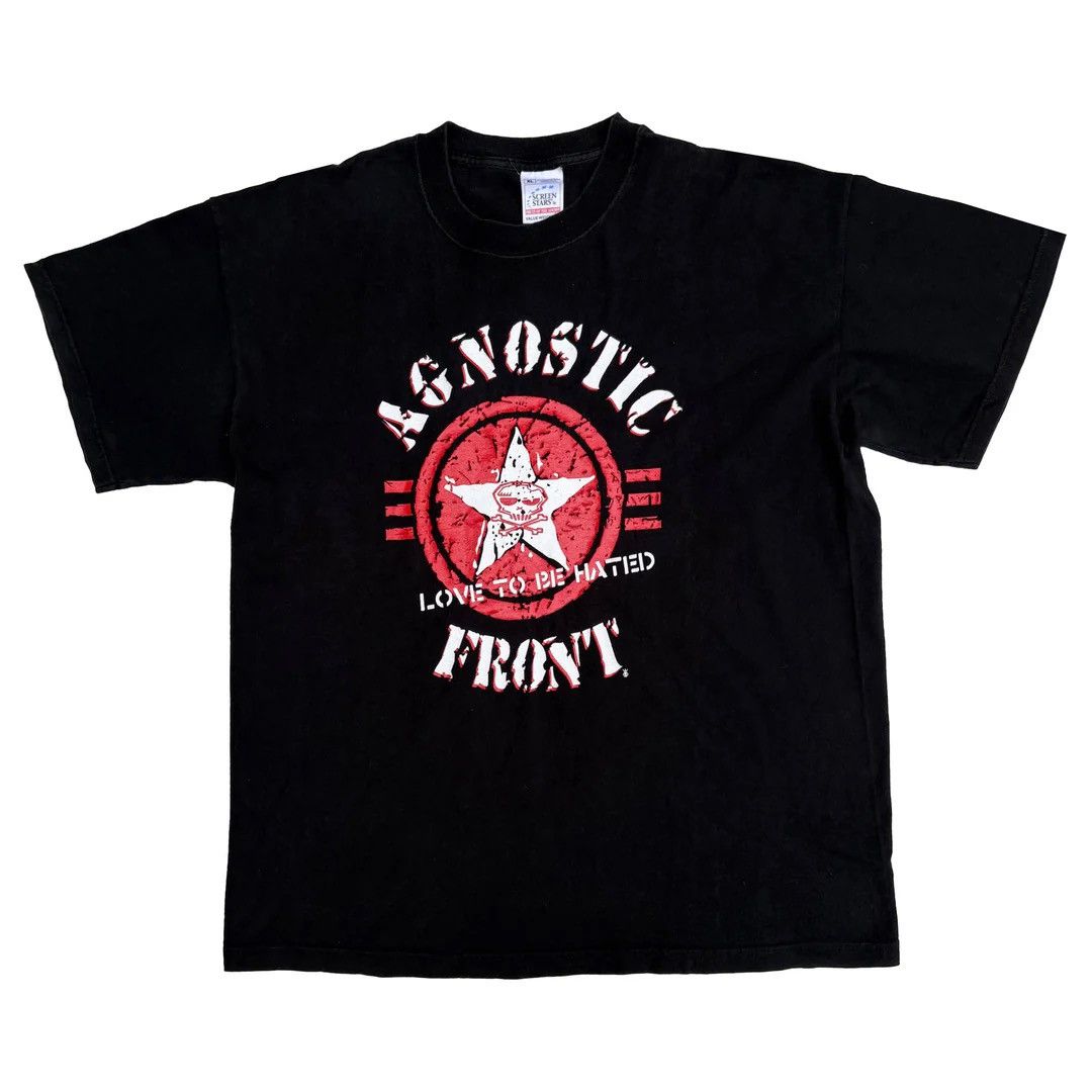 Band Tees Agnostic Front 1990 90s Vintage Love Be Hated Band T-Shirt Size US XL / EU 56 / 4 - 1 Thumbnail