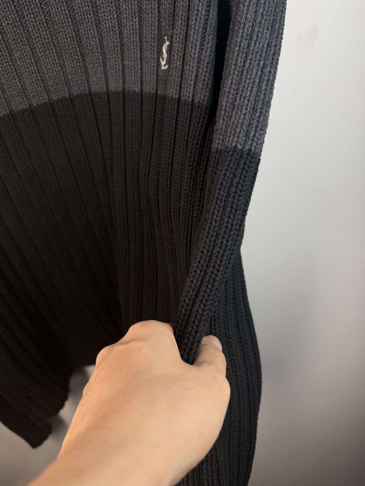 Yves Saint Laurent Grey/Black YSL Sweater Turtleneck Heavy Knit Vintage Yves Size US L / EU 52-54 / 3 - 7 Thumbnail
