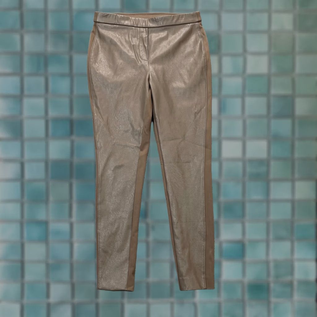 Vintage Chicos Brown Faux Vegan Leather Ponte Knit Skinny Leg Stretch Pants Womens Size 4 Size 30" / US 8 / IT 44 - 1 Thumbnail