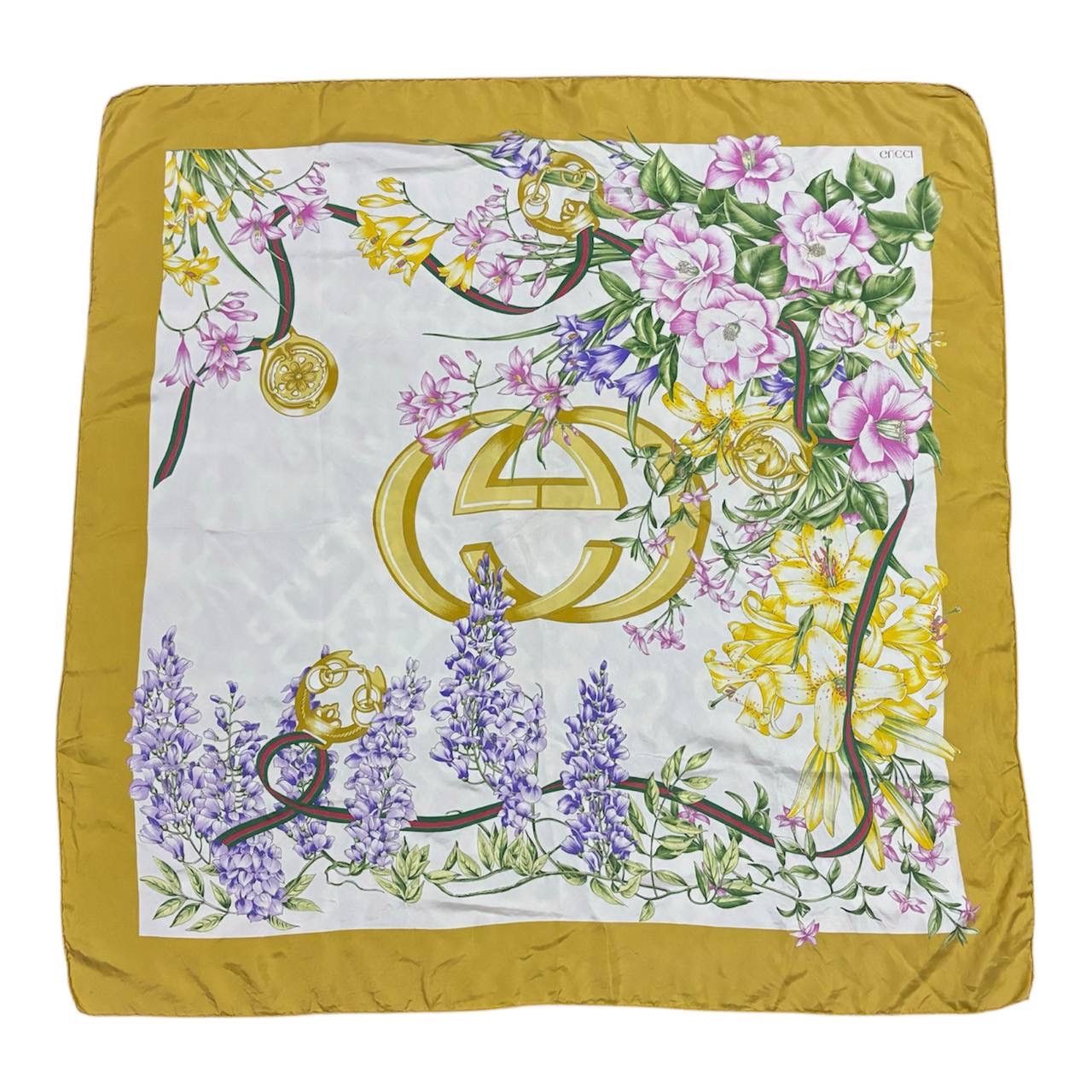 Gucci Vintage Gucci Flora Silk Scarf Yellow Wisteria Flower Logo Size ONE SIZE - 2 Thumbnail