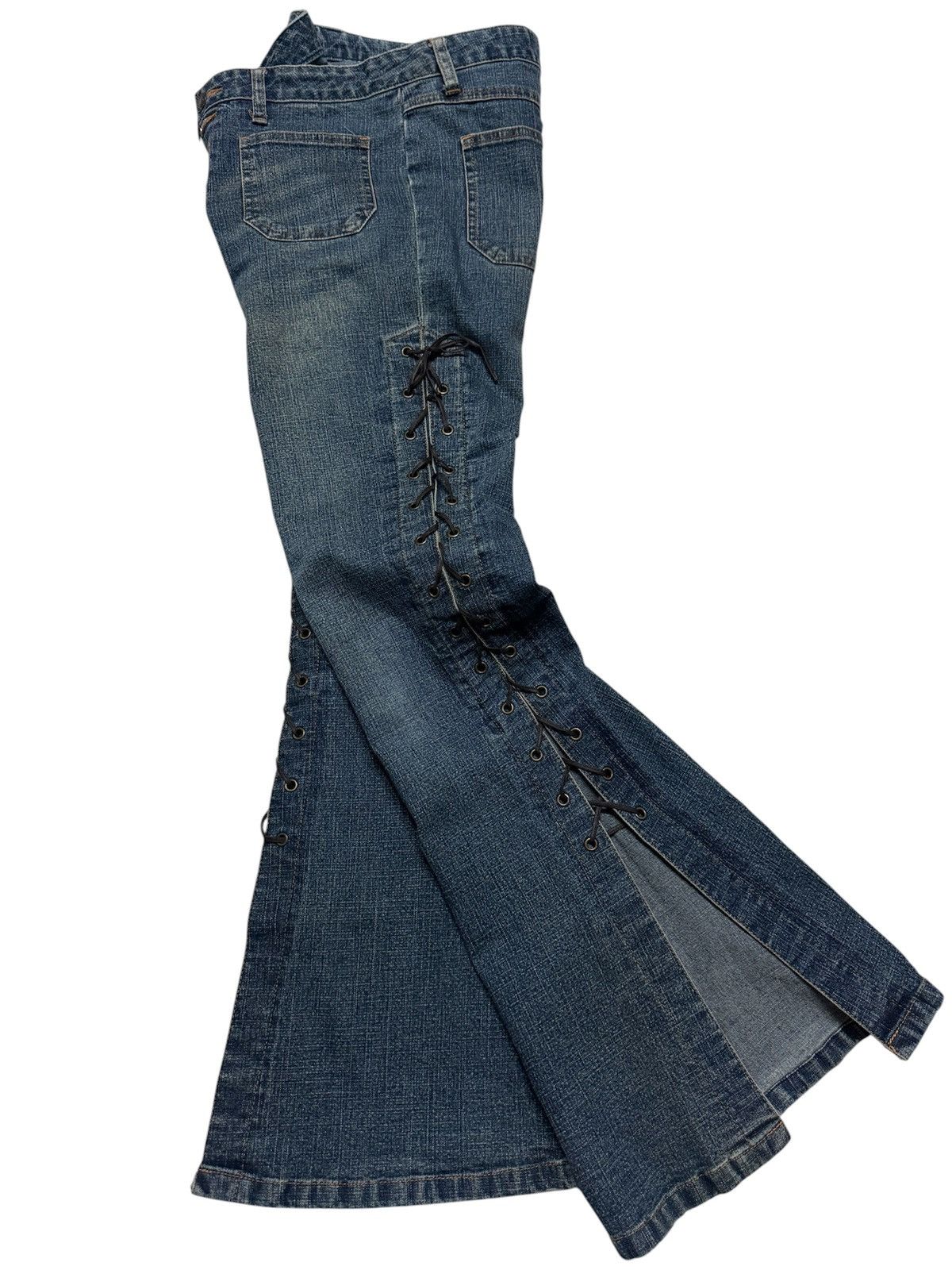 Tornado Mart BELL BOTTOM TORNADO MART STYLE LACE-UP 90s BUSHPANTS BOOTCUT Size US 29 - 1 Thumbnail