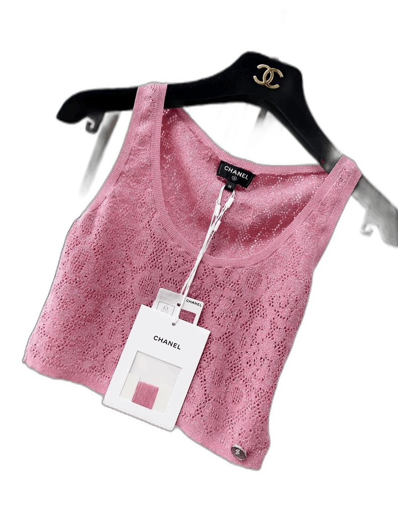 Chanel Chanel 22P Pink Cropped Hollow Tank Top Size M / US 6-8 / IT 42-44 - 1 Thumbnail