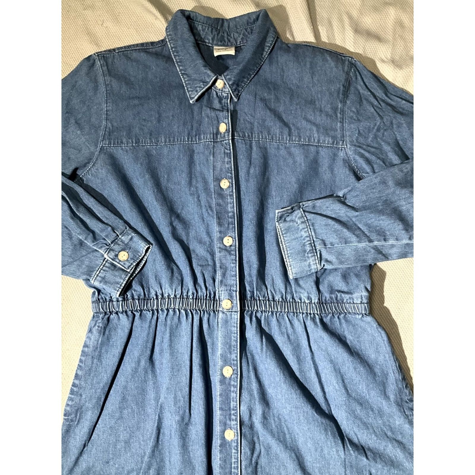 Jim Thompson VINTAGE Norm Thompson Dress Womens 16 Blue Chambray USA Made Button Maxi Cottagecore Dress Size XXL / US 16-18 / IT 52-54 - 2 Thumbnail