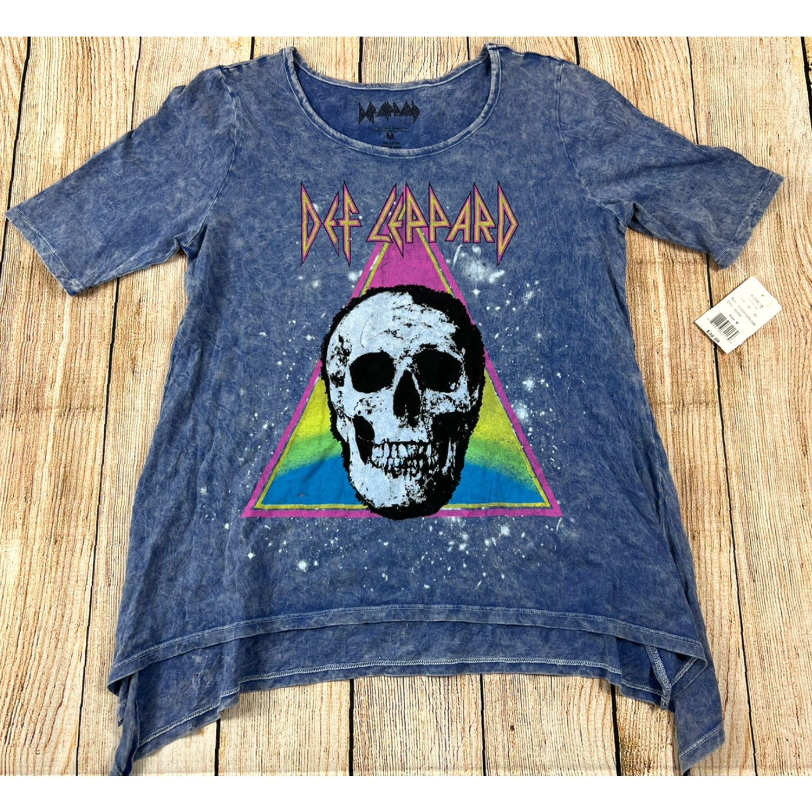 Vintage NWT Def Leppard Skull Women’s Shirt Indigo Size Medium Blue Crew Neck Short Sleeve Blouse Women M Skull NWT Size M / US 6-8 / IT 42-44 - 2 Thumbnail