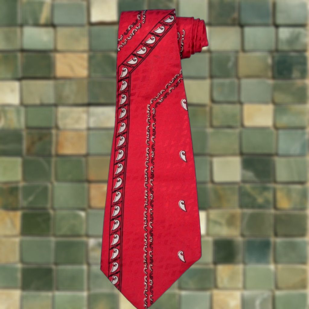 Vintage VTG Men’s 1940s Red Necktie 40s Tie Shirt Adult Mens Red 1940s VTG Neck Tie 1940s Red Tie Size ONE SIZE - 1 Thumbnail