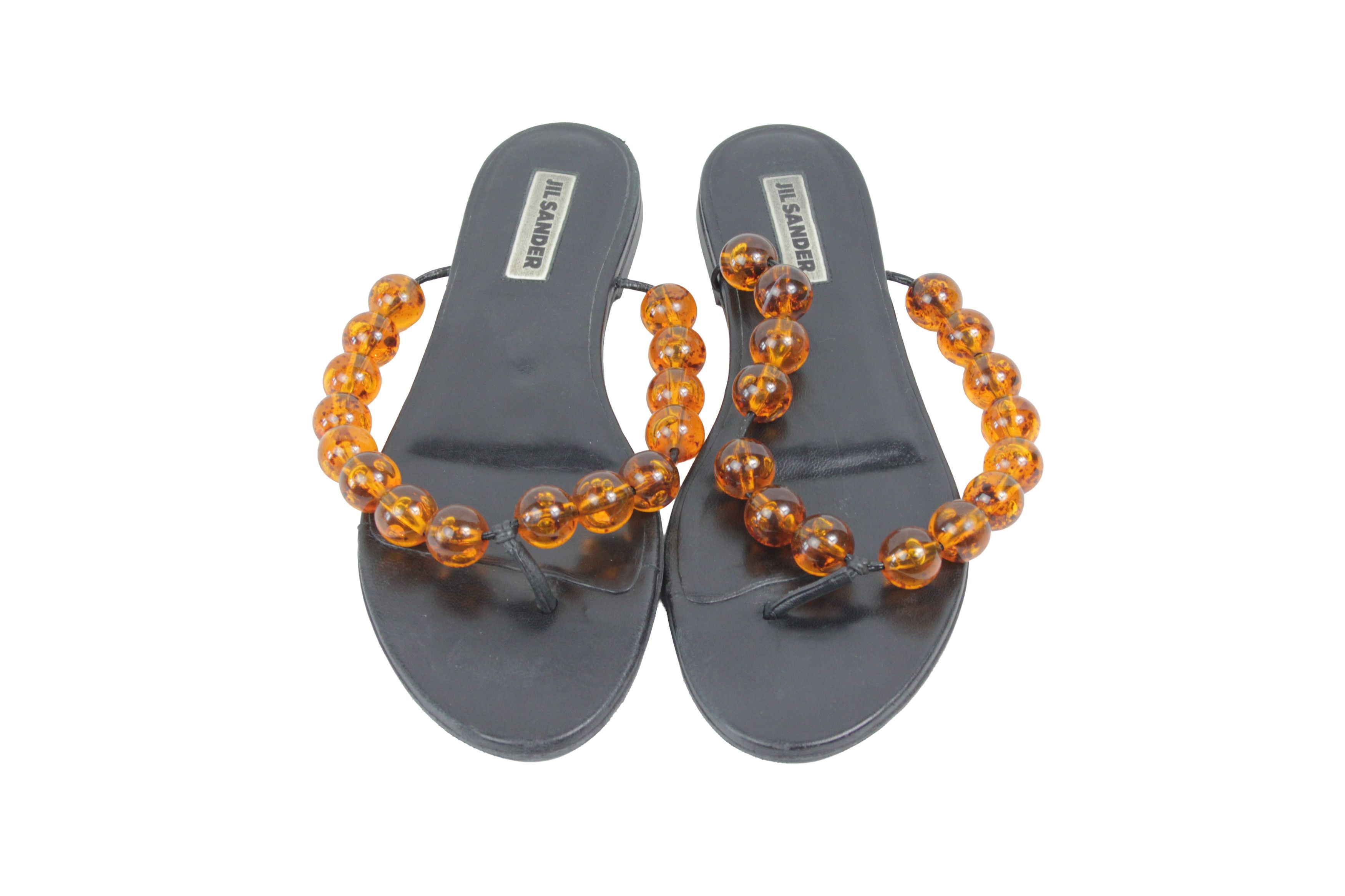 Jil Sander 2021SS Beaded Leather Flip Flops Size US 10.5 / IT 40.5 - 4 Thumbnail