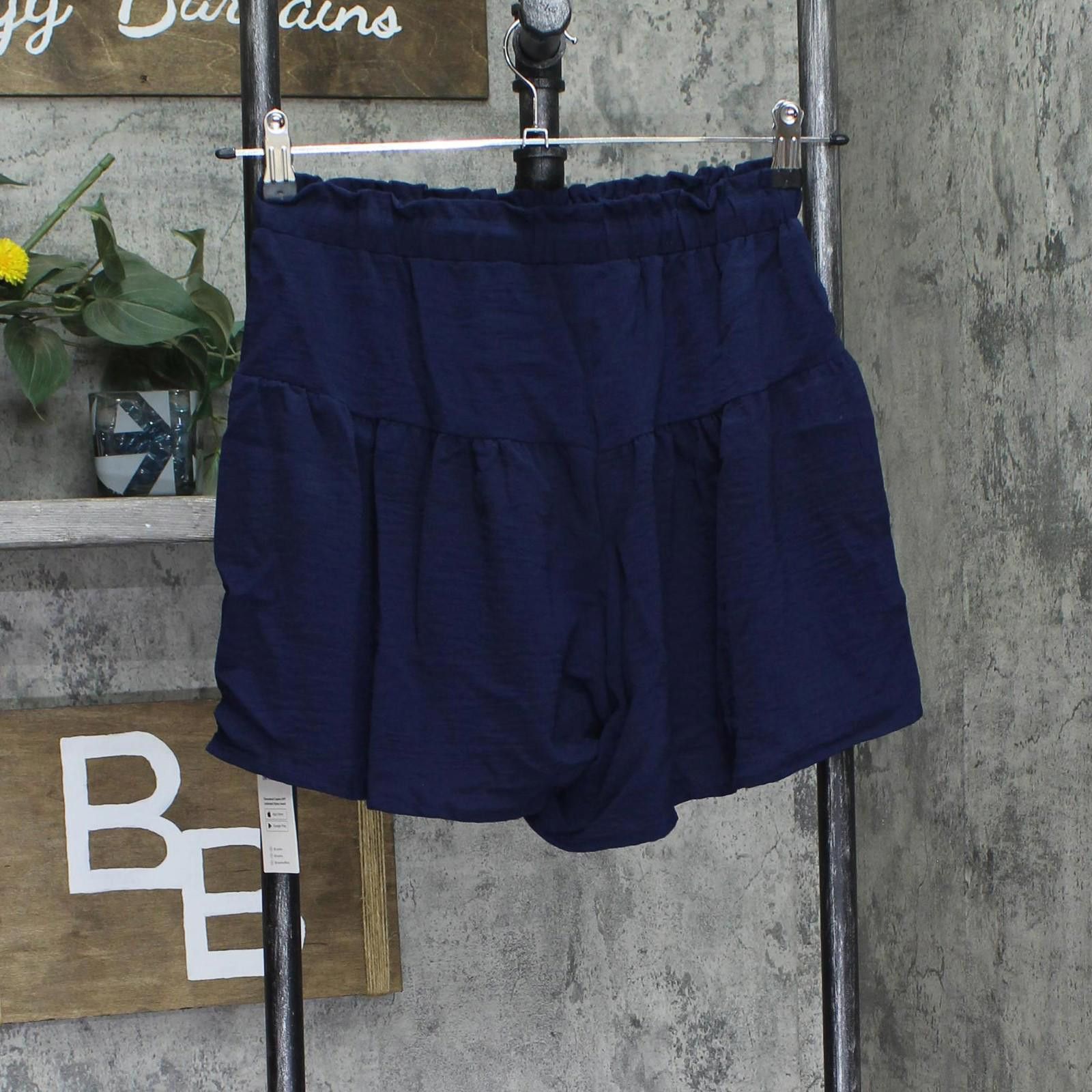 Other Nwt Cupshe Drawstring Ruffled Wide Leg Shorts Navy Blue M Size 32" / US 10 / IT 46 - 2 Thumbnail