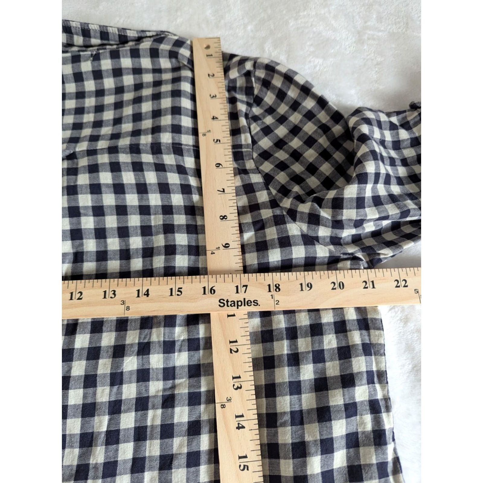 Vintage Crane Paper Gingham Plaid Roll Tab Sleeve Women's Top Sz L Cottagecore Preppy Size L / US 10 / IT 46 - 5 Thumbnail